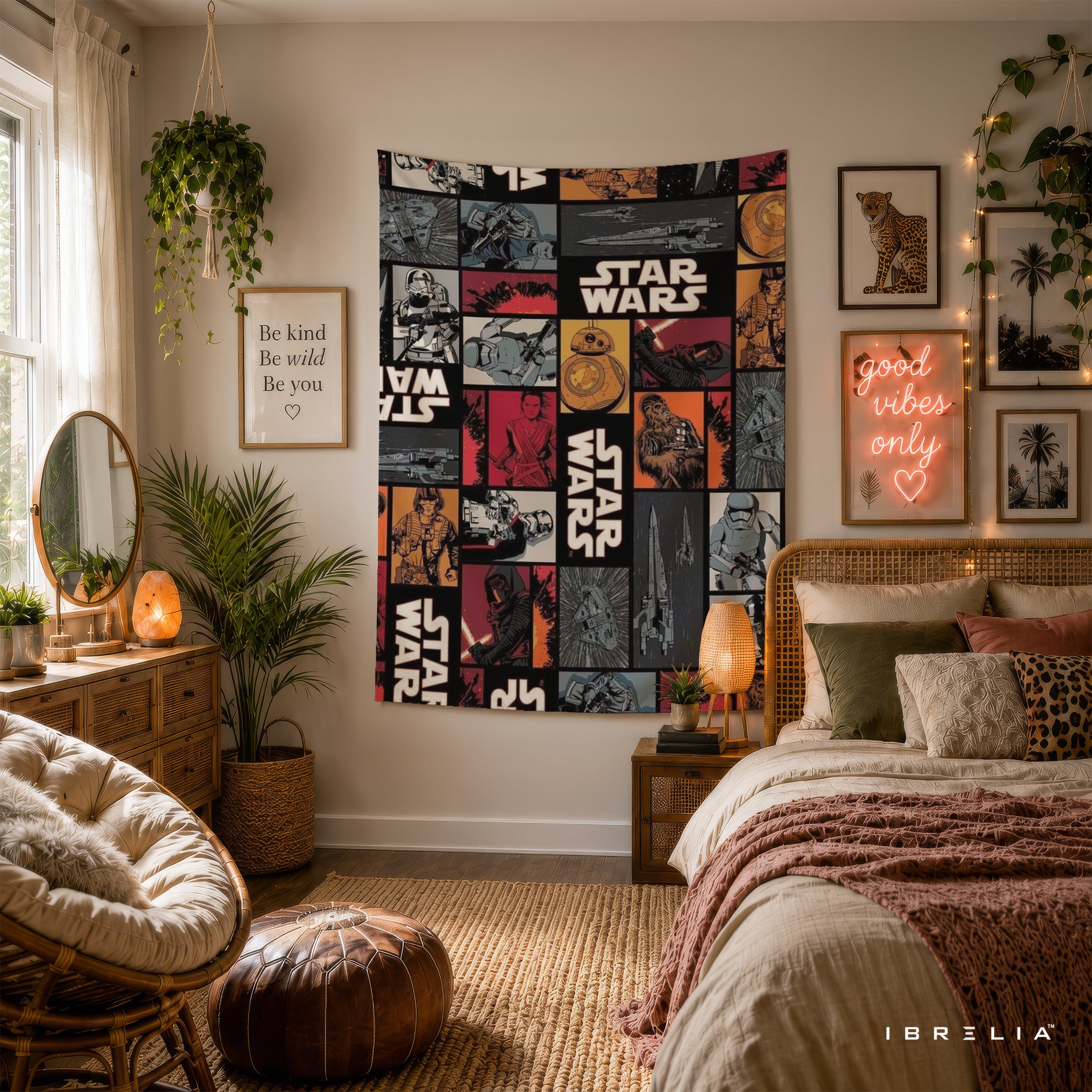 Star Wars Comic Collage Wall Tapestry – Vintage Sci-Fi Character Wall Hanging
