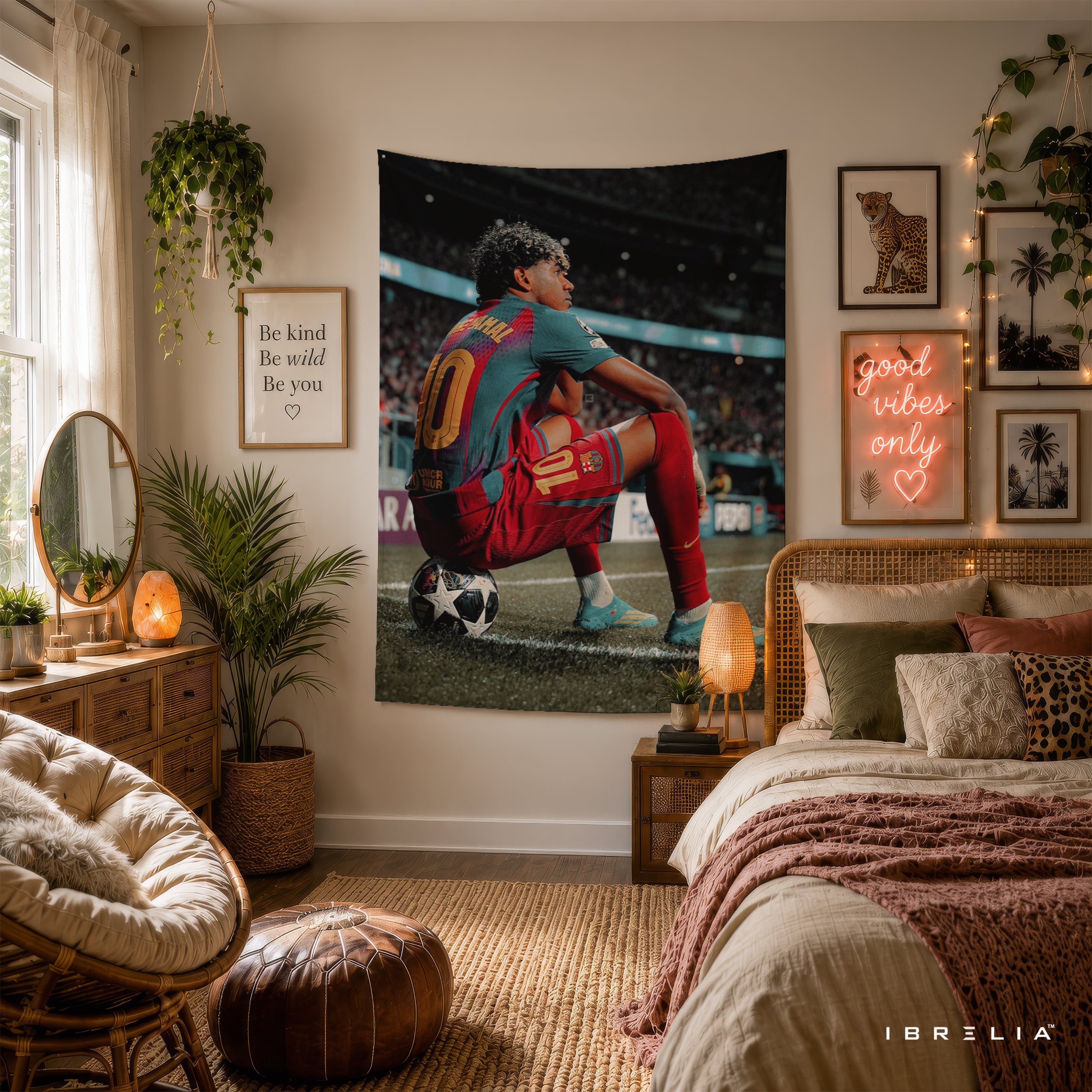 Lamine Yamal Barcelona Stadium Wall Tapestry | Premium Heavyweight Jute Fabric Wall Hanging