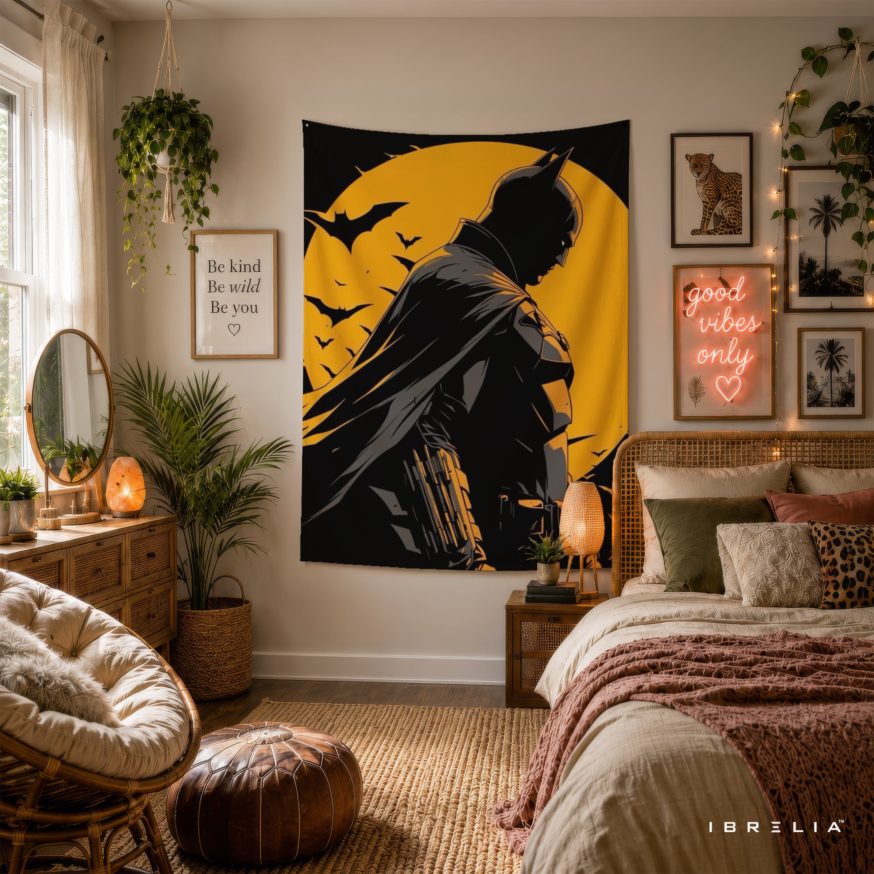 Batman Dark Moon Silhouette Wall Tapestry – Premium Superhero Wall Hanging & Home Decor in Pakistan