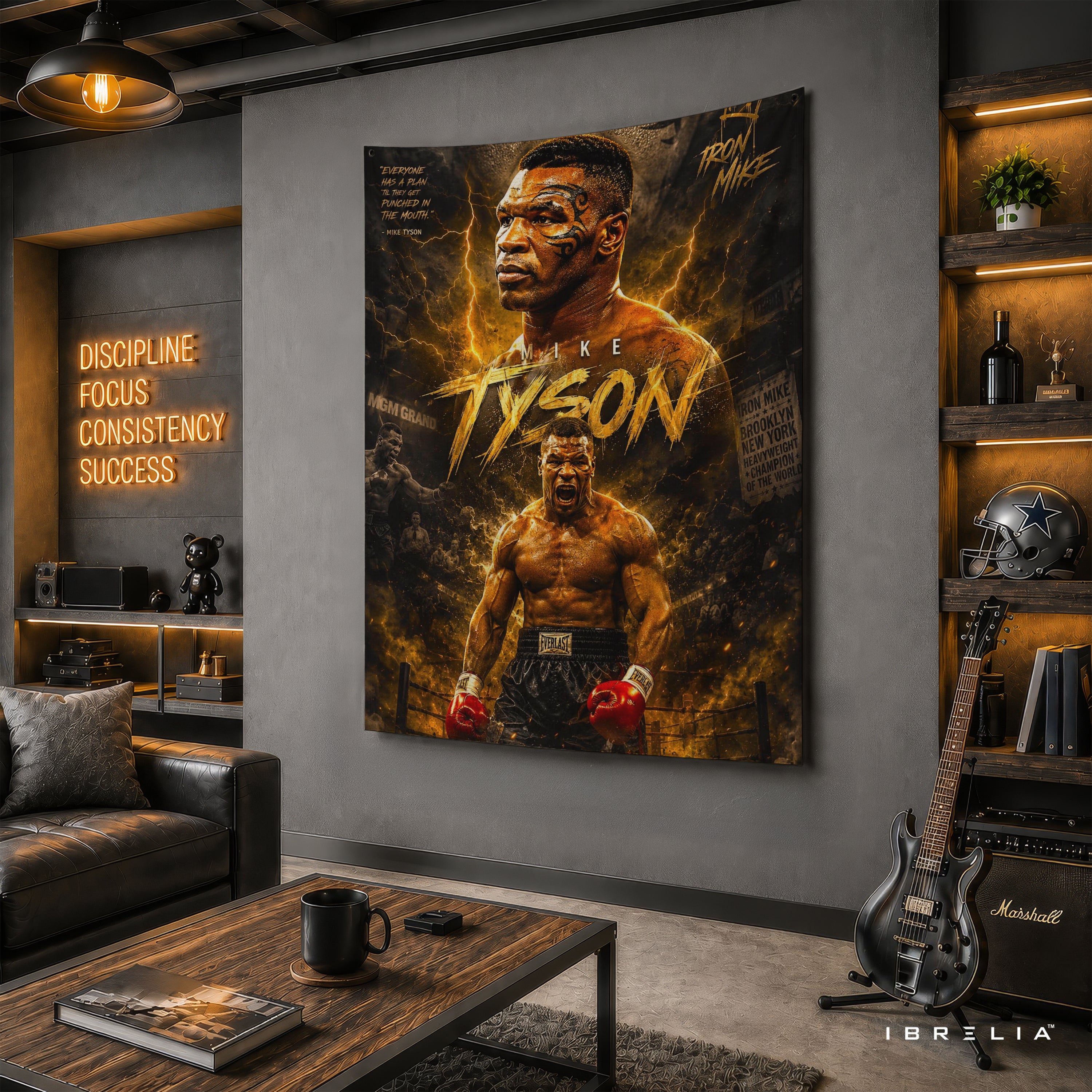 Mike Tyson Iron Mike Wall Tapestry | Premium Heavyweight Jute Fabric Wall Hanging