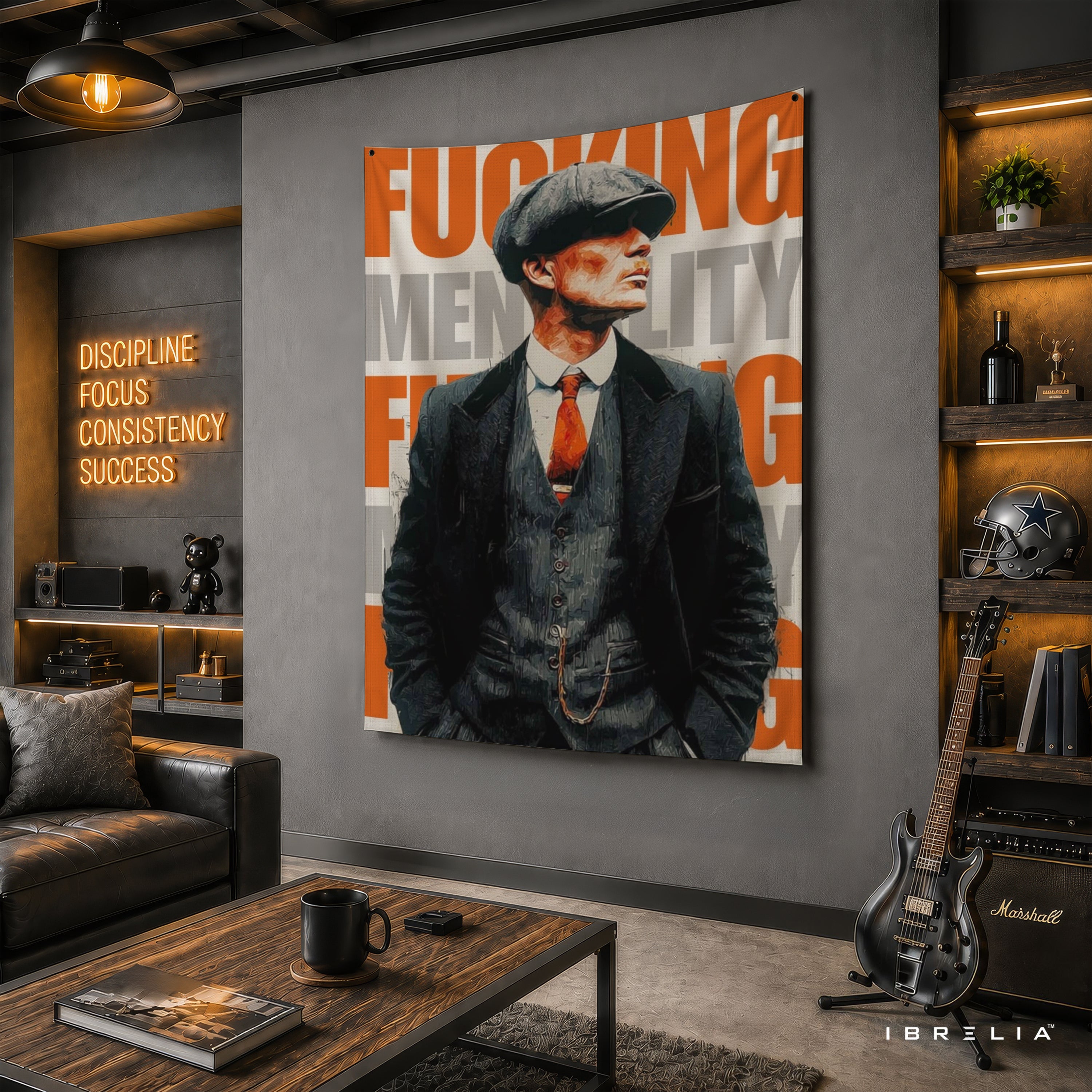 Thomas Shelby F*ing Mentality Peaky Blinders Wall Tapestry | Premium Heavyweight Jute Fabric Wall Hanging**