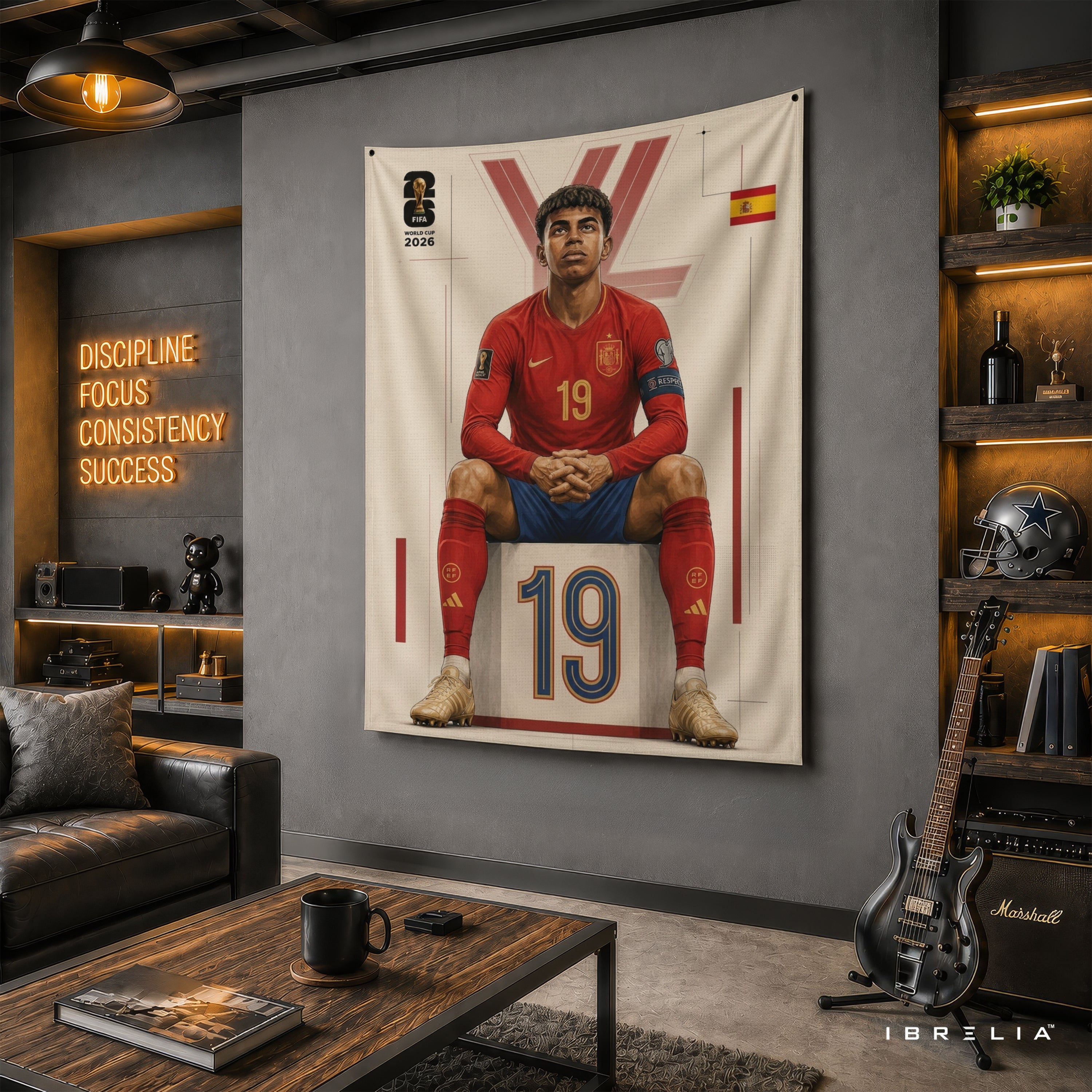 Lamine Yamal Spain 2026 Wall Tapestry | Premium Heavyweight Jute Fabric Wall Hanging