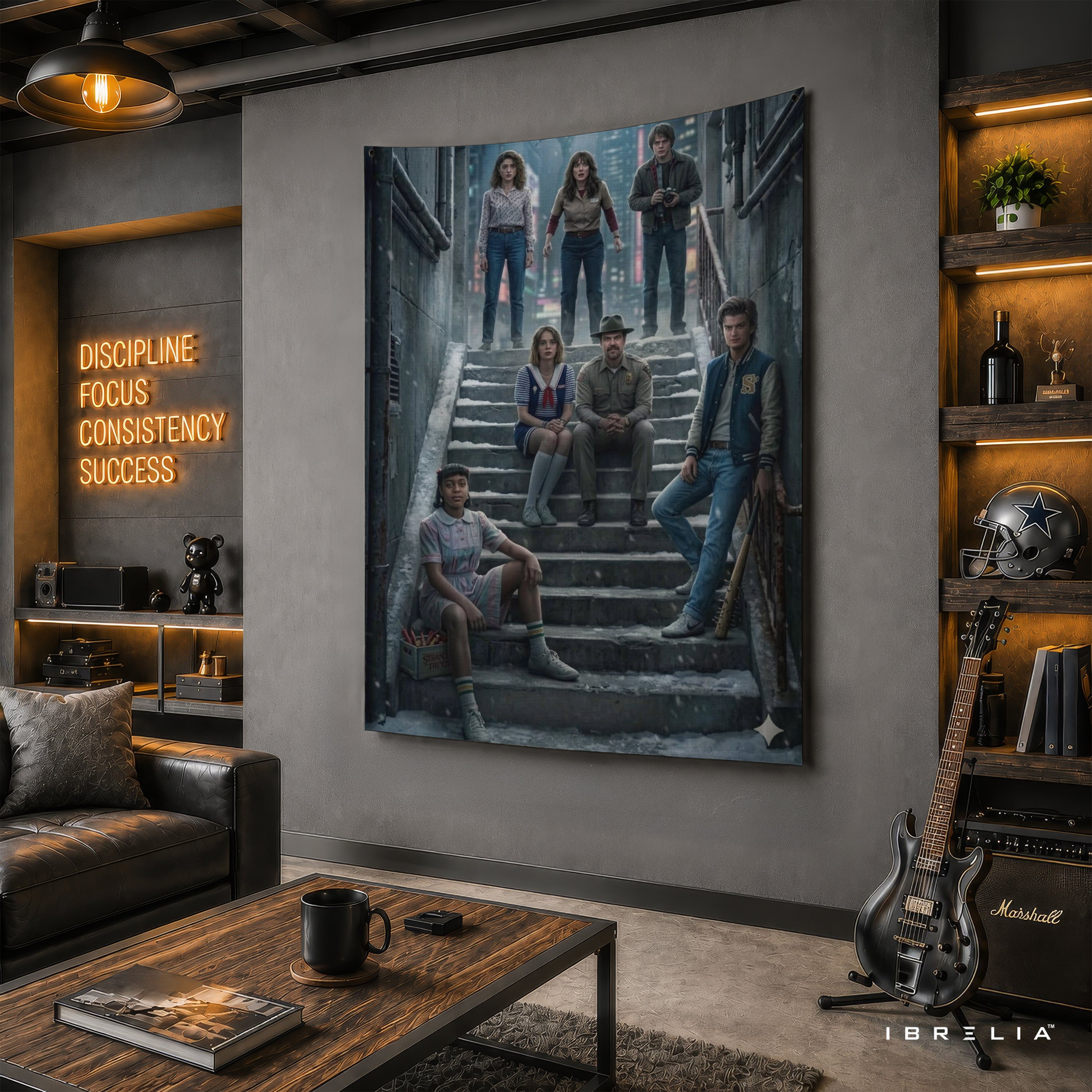 Stranger Things Ensemble Cast Wall Tapestry – Hawkins Adventure Wall Hanging