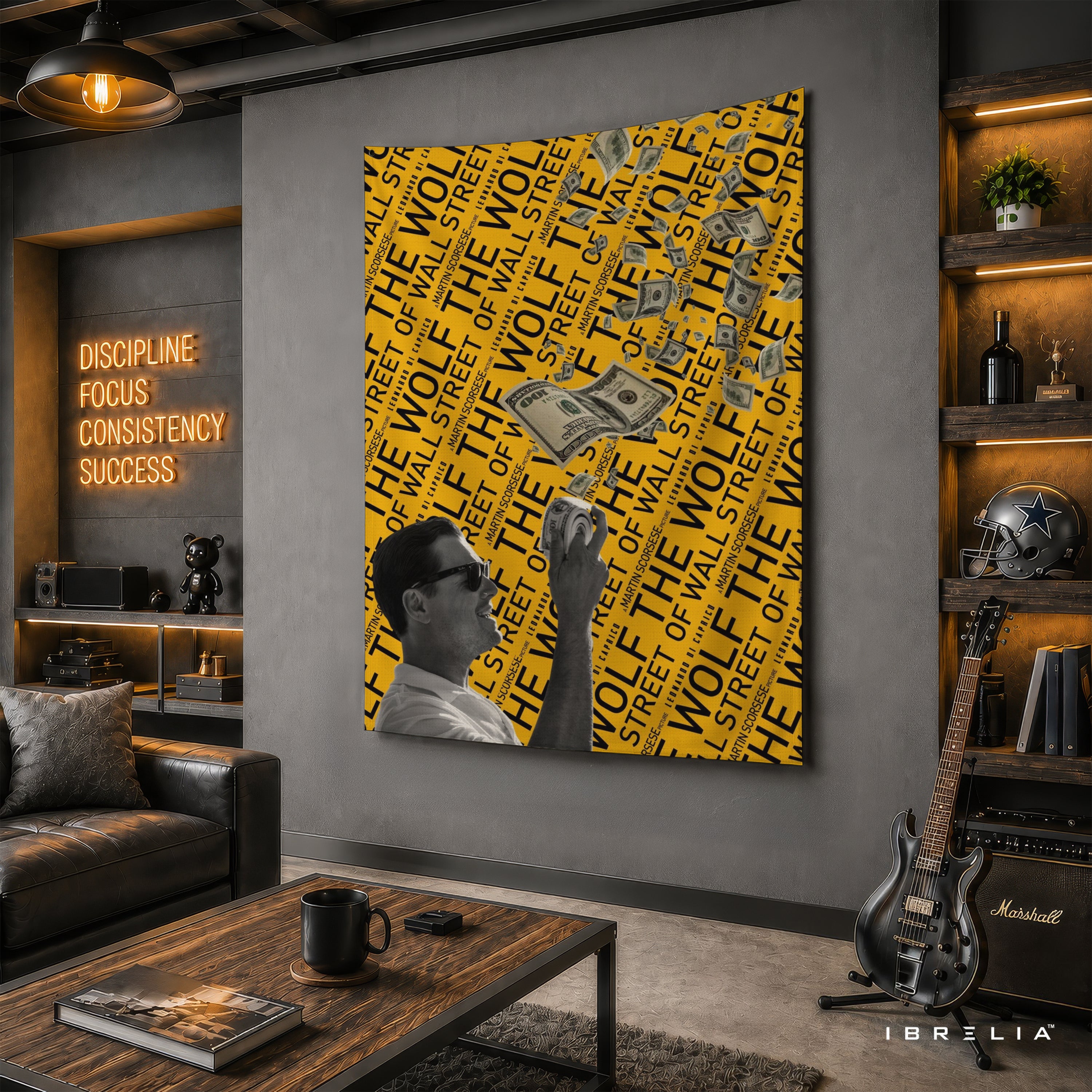 The Wolf of Wall Street Money Rain Wall Tapestry – Premium Motivational Wall Hanging for Home, Office & Gaming Room
