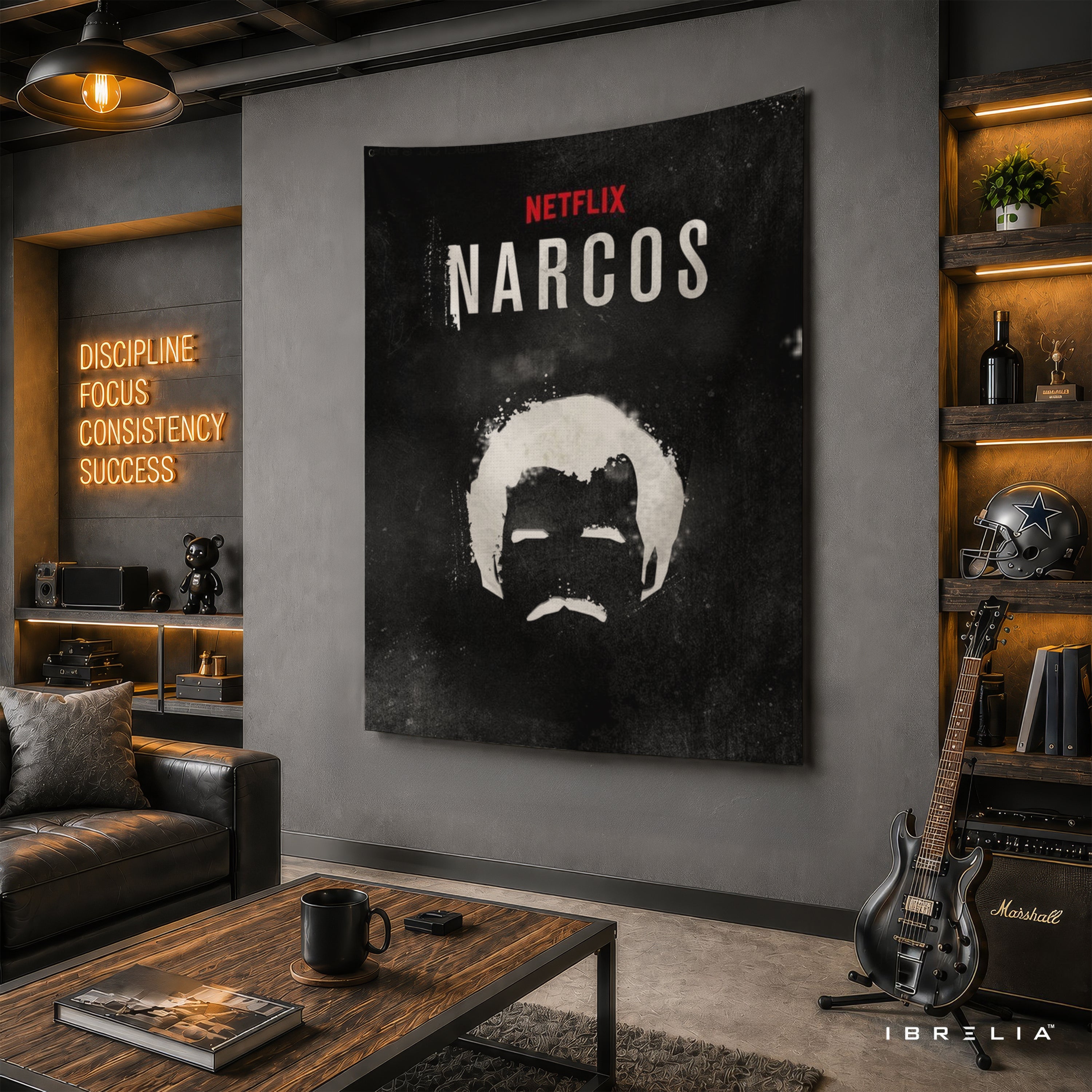 Narcos Minimalist Wall Tapestry | Premium Heavyweight Jute Fabric Wall Hanging