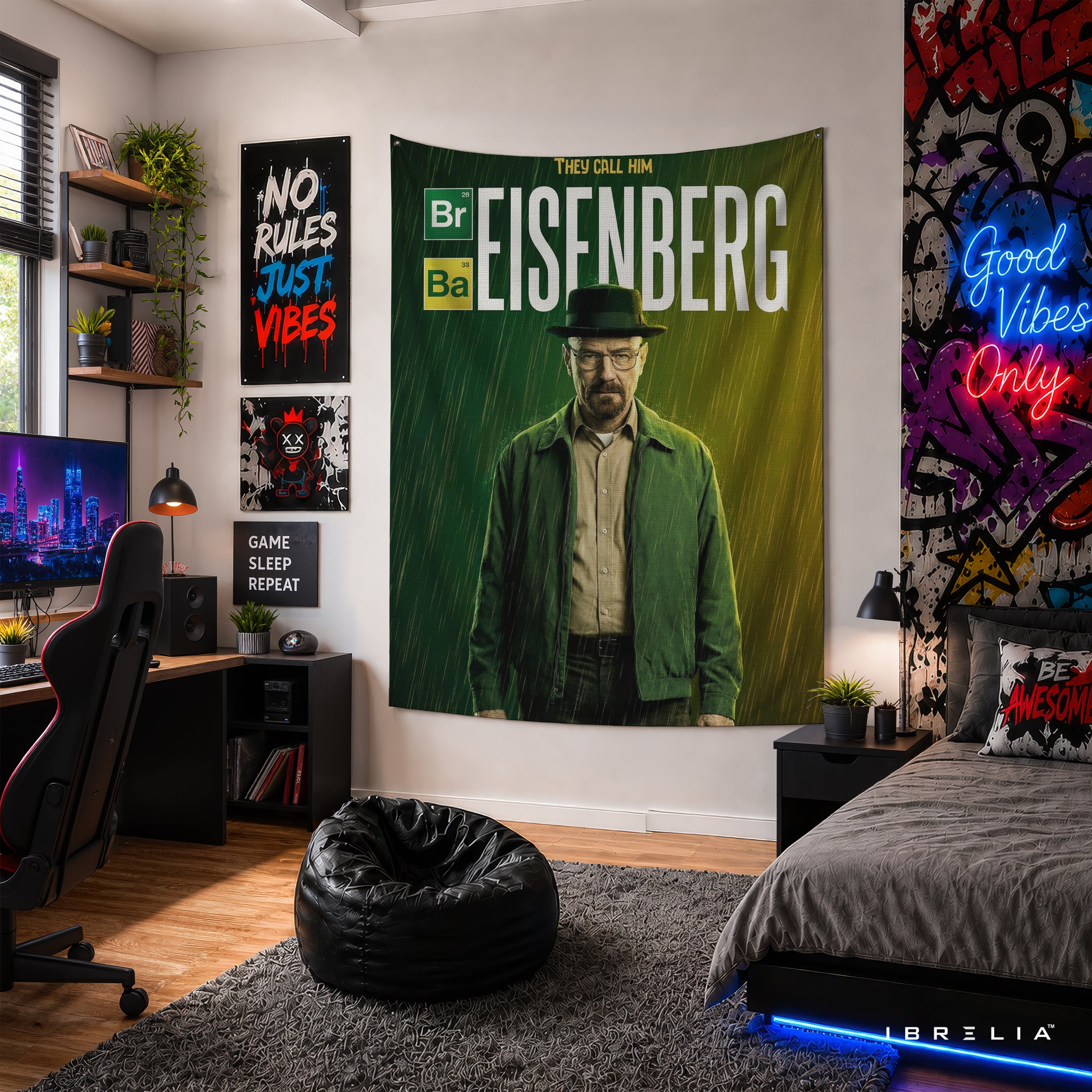 Breaking Bad Heisenberg Wall Tapestry | Premium Heavyweight Jute Fabric Wall Hanging