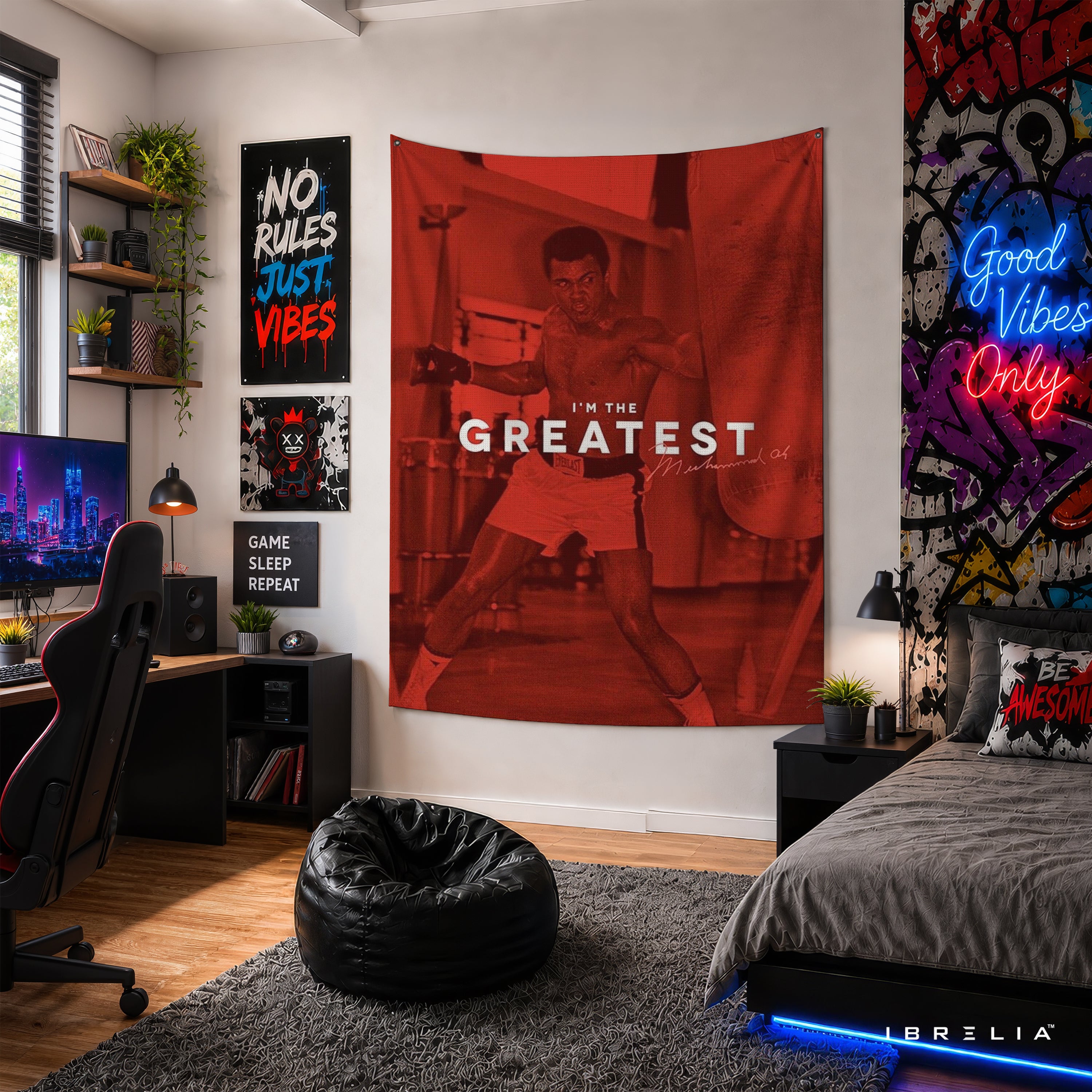 Muhammad Ali I'm The Greatest Wall Tapestry | Premium Heavyweight Jute Fabric Wall Hanging