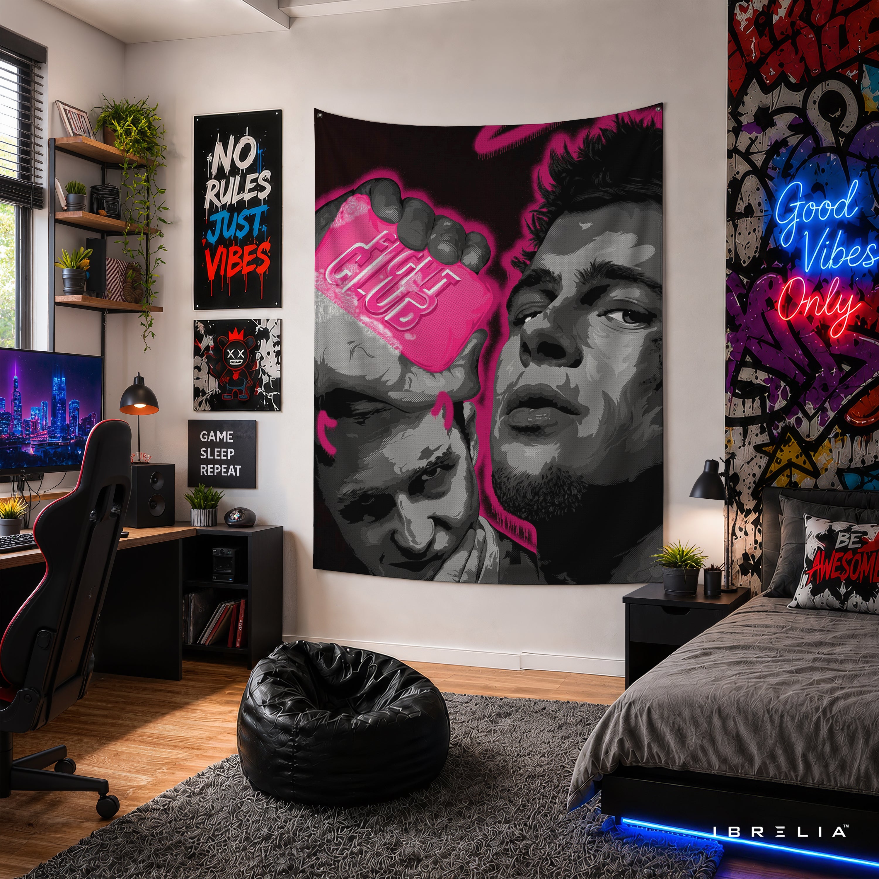 Fight Club Soap Wall Tapestry – Pink Pop Art Cult Movie Wall Hanging