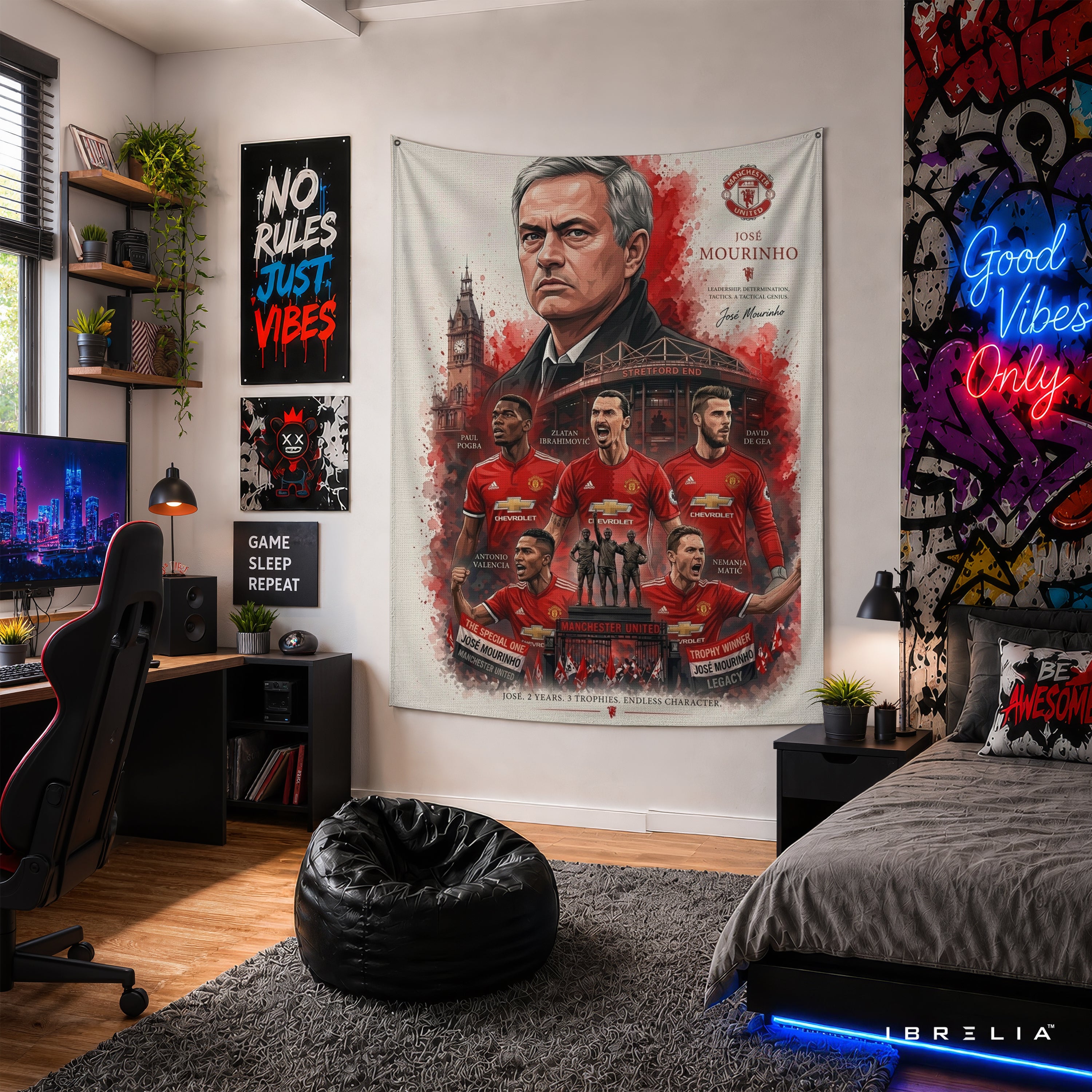 José Mourinho Manchester United Legend Wall Tapestry | Premium Heavyweight Jute Fabric Wall Hanging