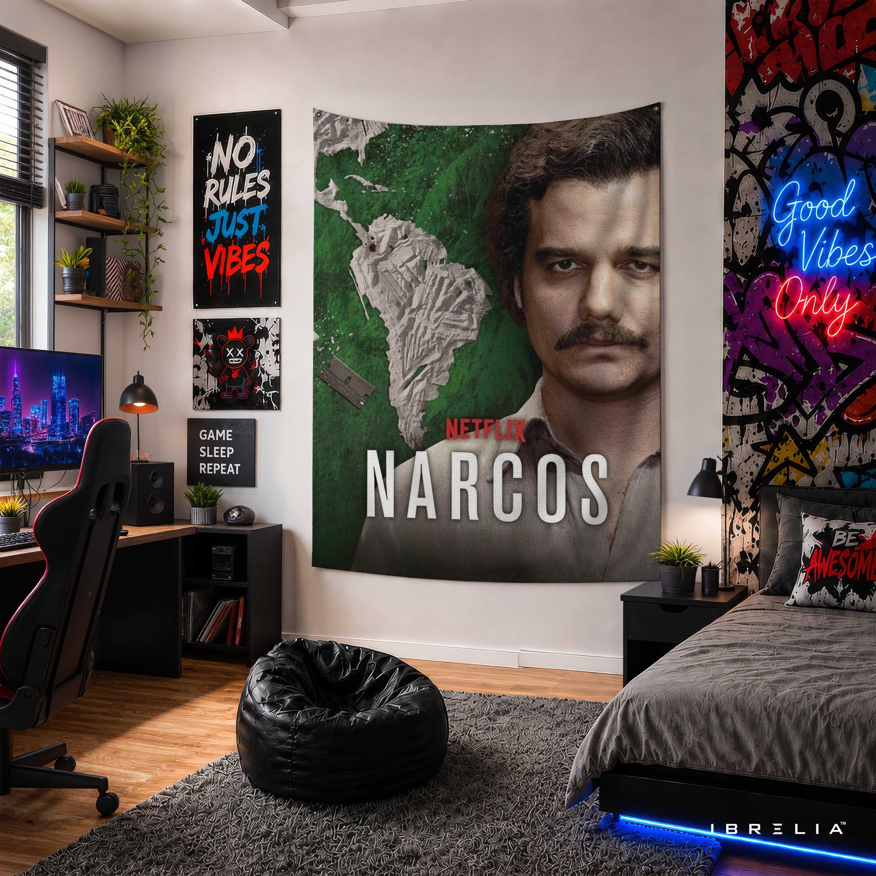Narcos Pablo Escobar Portrait Wall Tapestry | Premium Heavyweight Jute Fabric Wall Hanging