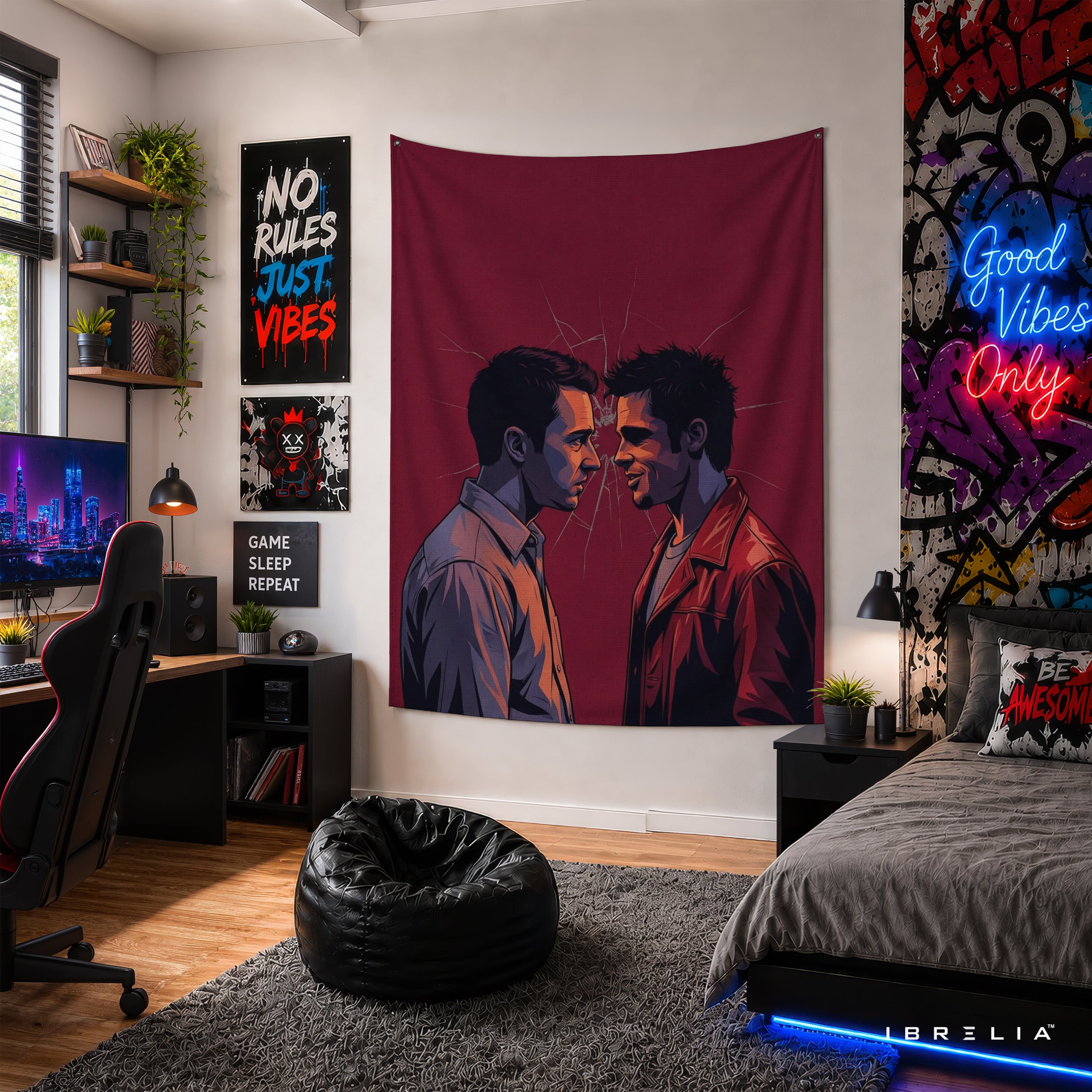 Fight Club Dual Identity Wall Tapestry – Cult Classic Movie Inspired Wall Hanging