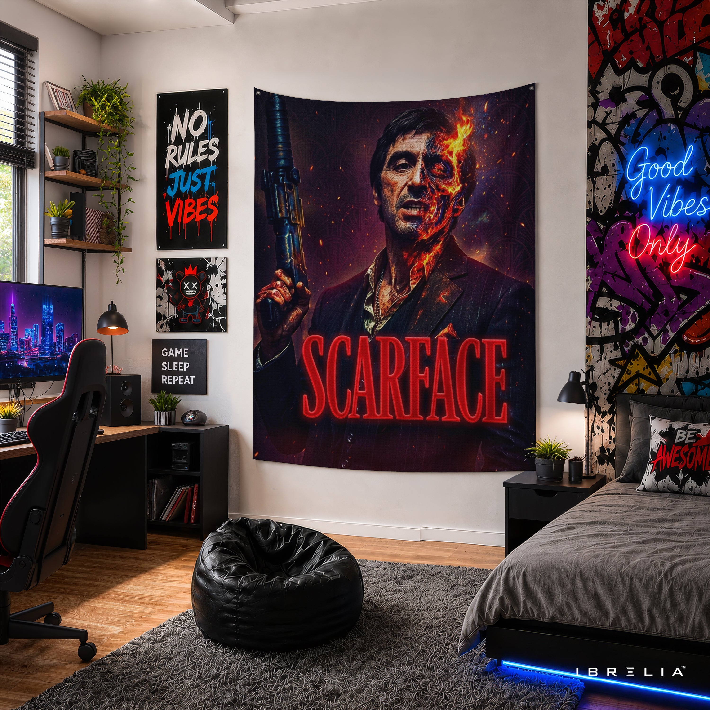 Scarface Tony Montana Wall Tapestry – Premium Movie Wall Hanging & Home Decor in Pakistan