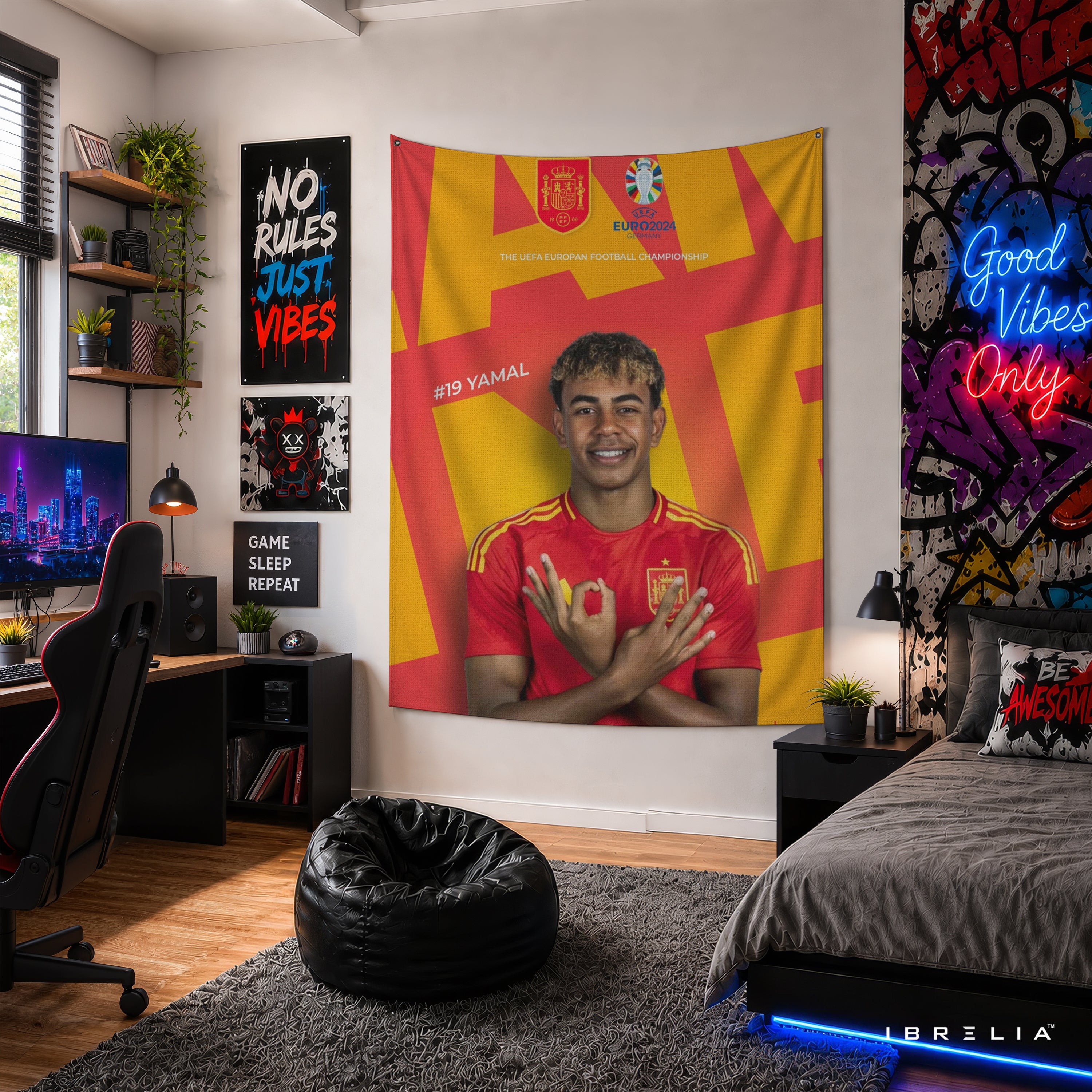 Lamine Yamal Spain National Team Wall Tapestry | Premium Heavyweight Jute Fabric Wall Hanging