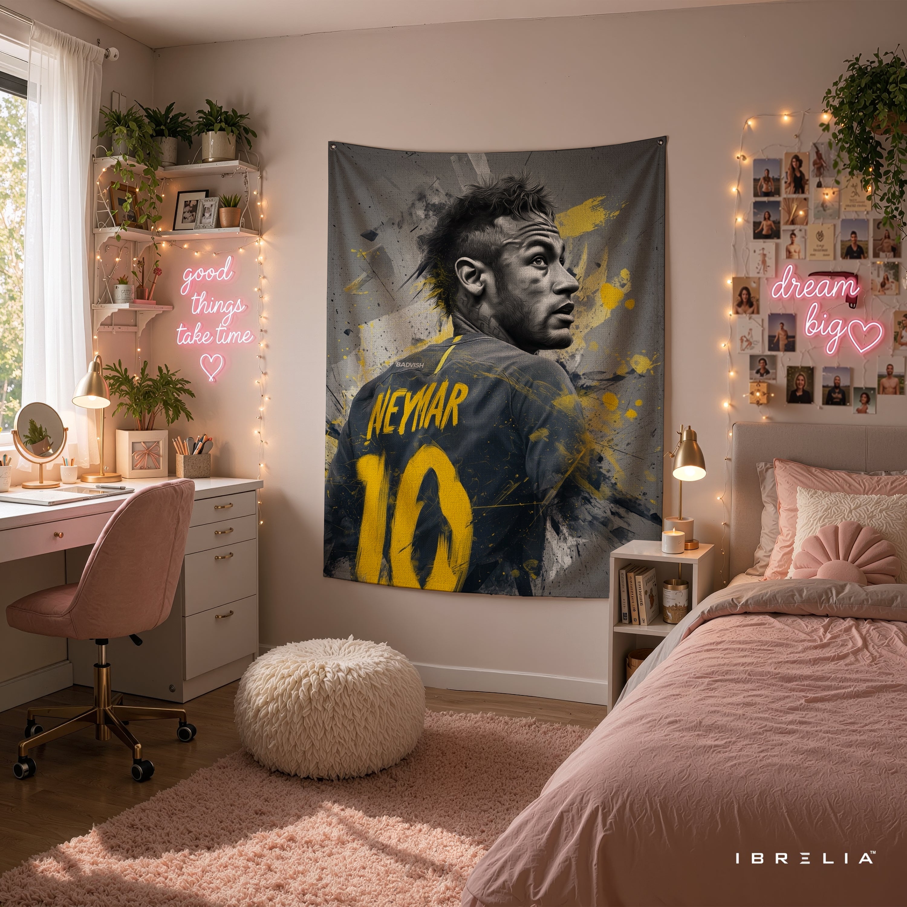 Neymar Abstract Number 10 Wall Tapestry | Premium Heavyweight Jute Fabric Wall Hanging