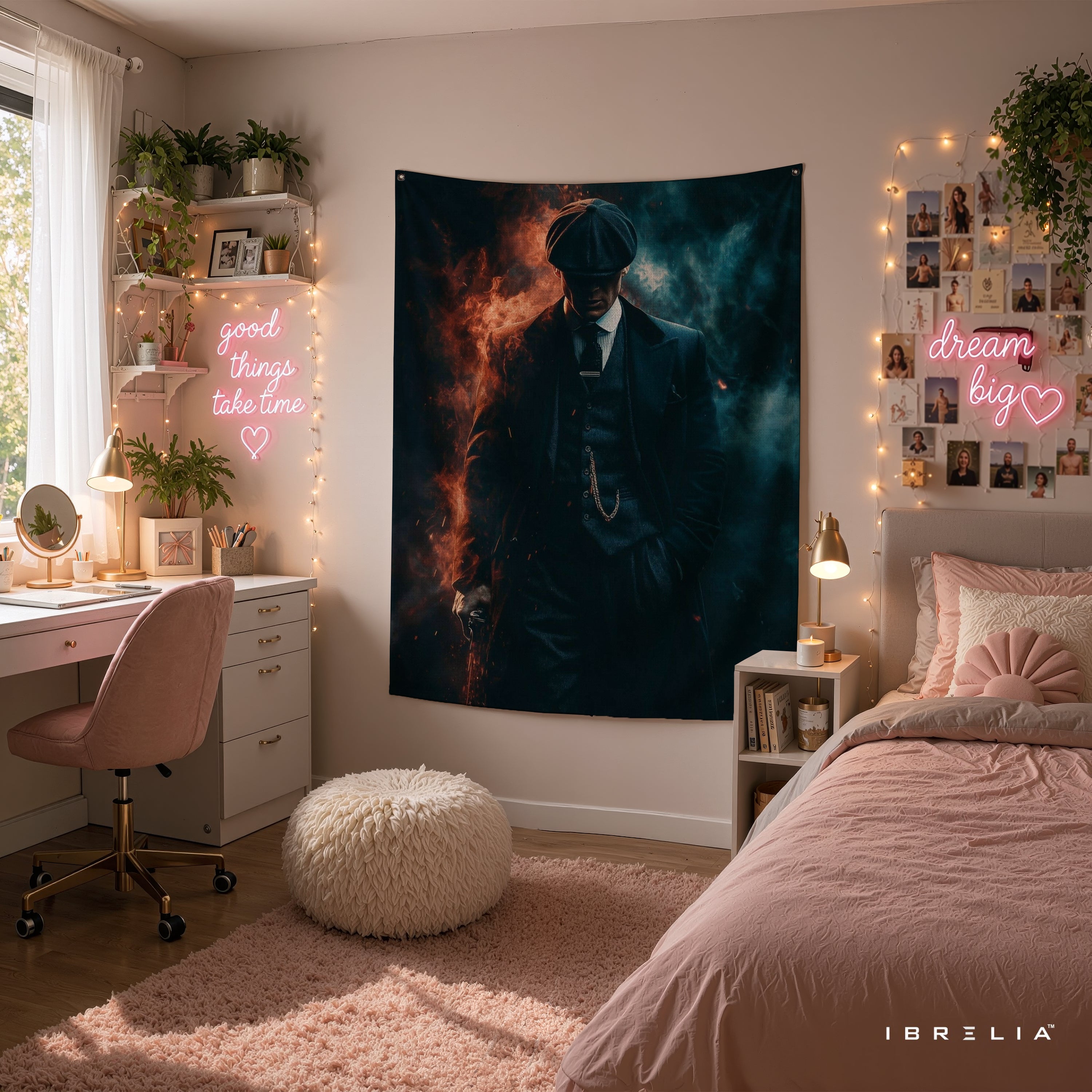 Thomas Shelby Fire & Smoke Wall Tapestry | Premium Heavyweight Jute Fabric Wall Hanging
