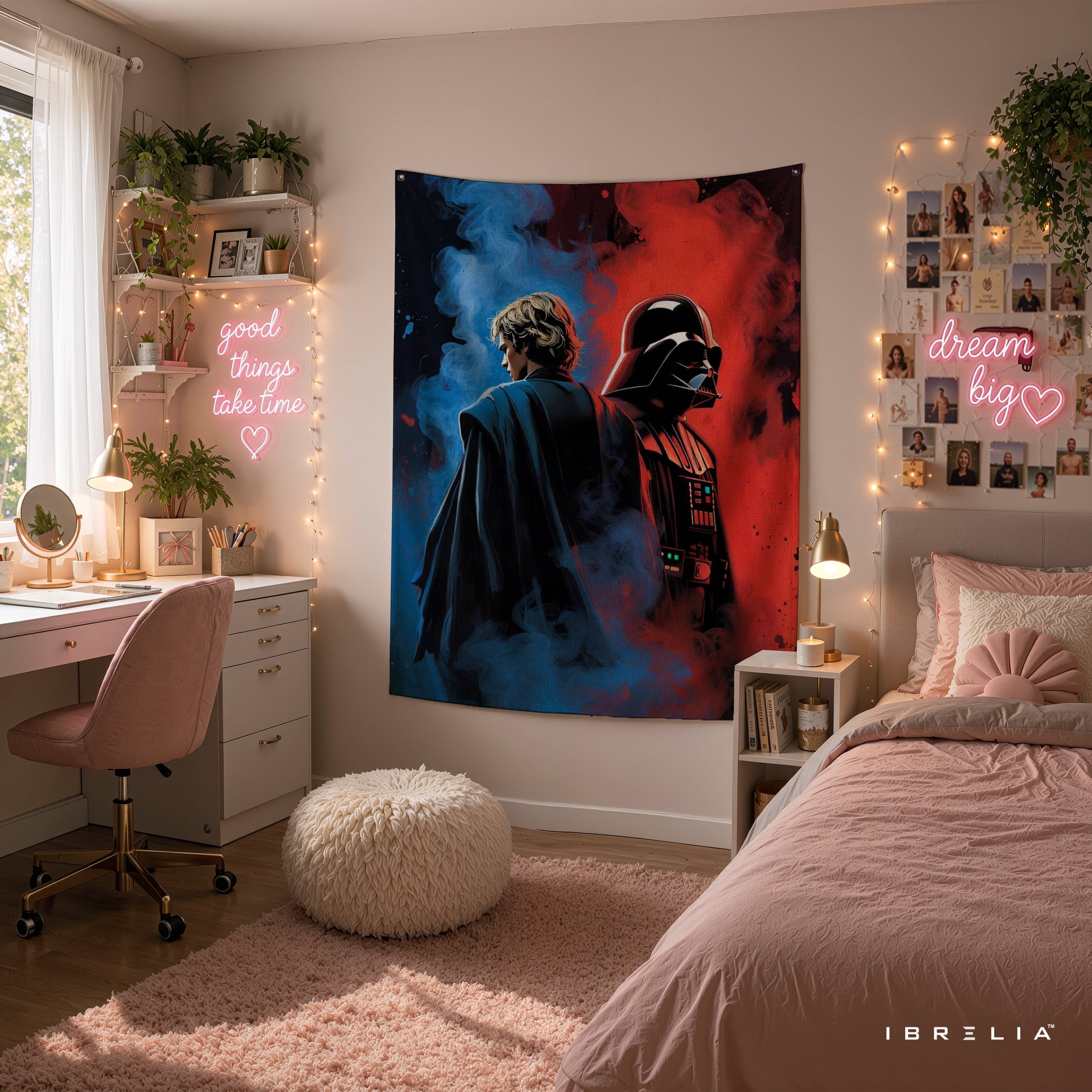 Luke Skywalker & Darth Vader Duality Wall Tapestry – Star Wars Epic Sci-Fi Wall Hanging