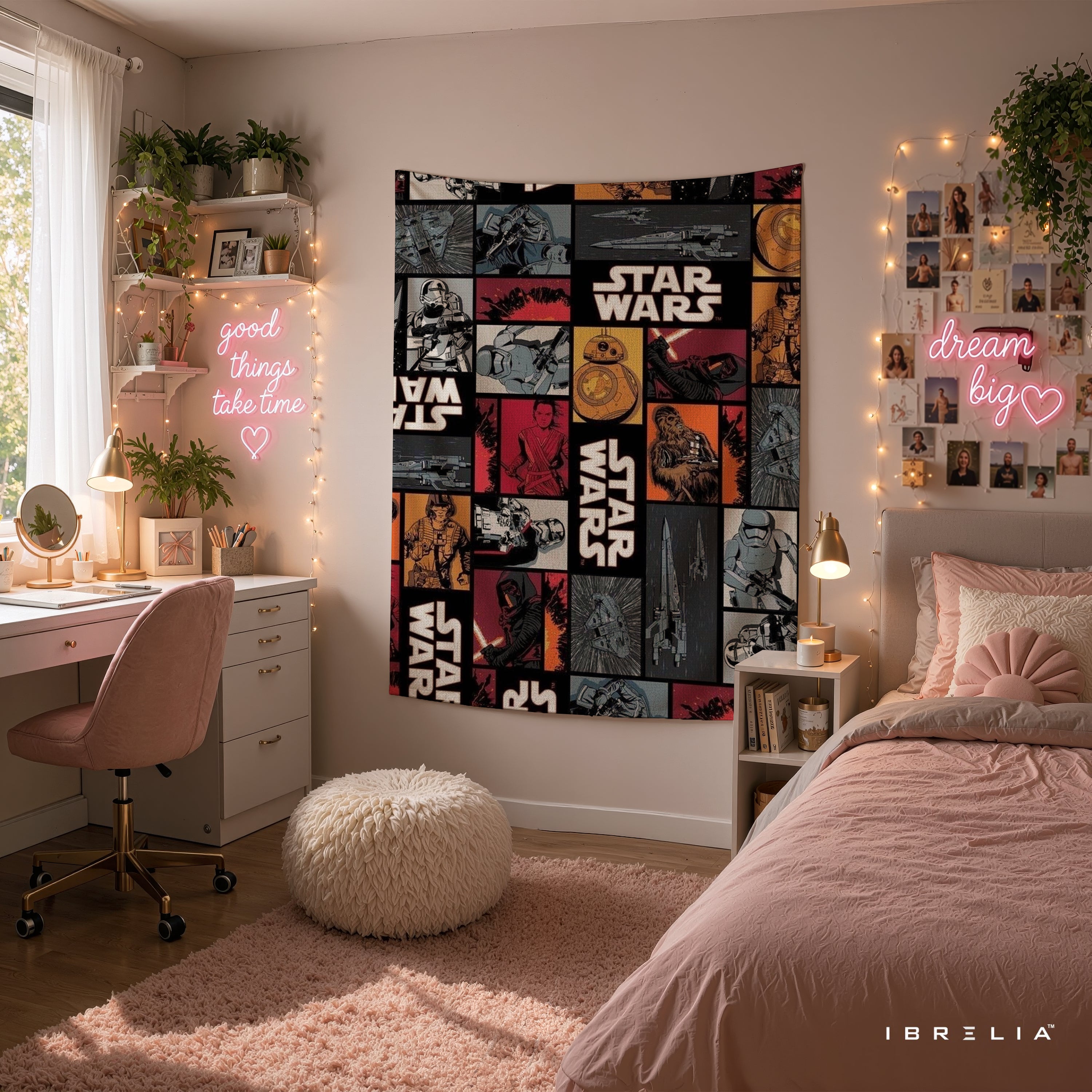 Star Wars Comic Collage Wall Tapestry – Vintage Sci-Fi Character Wall Hanging