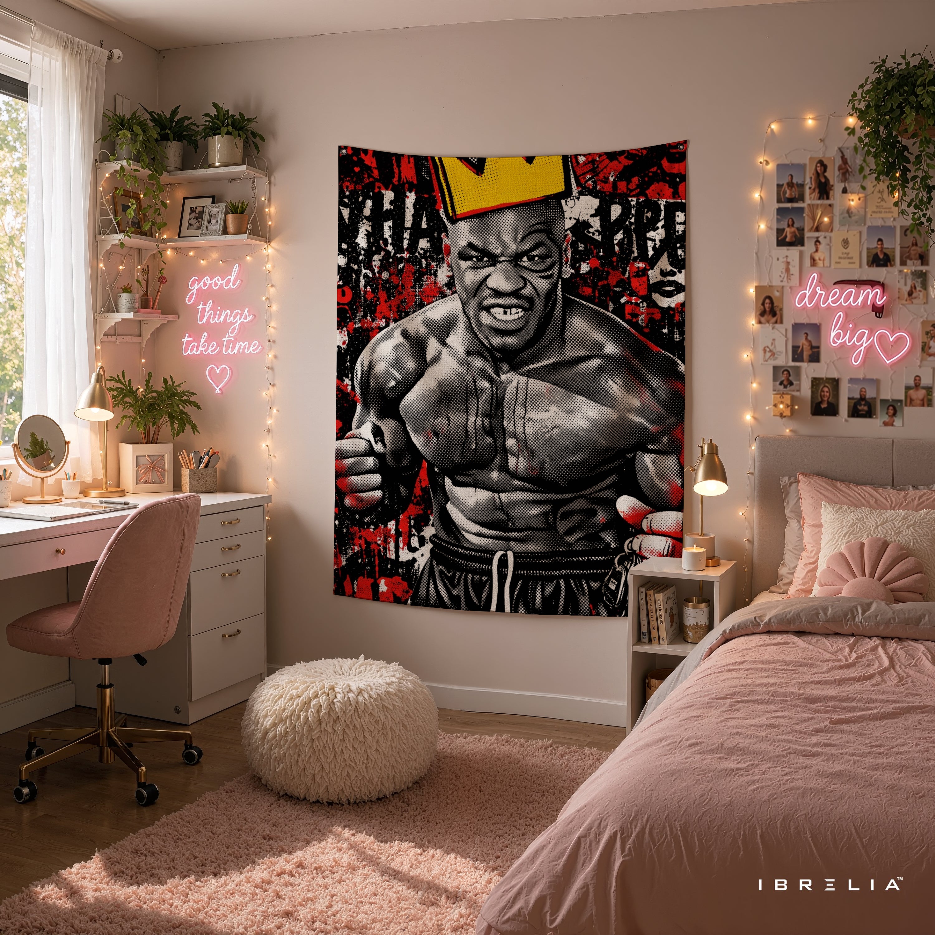 Mike Tyson Urban Graffiti Wall Tapestry | Premium Heavyweight Jute Fabric Wall Hanging