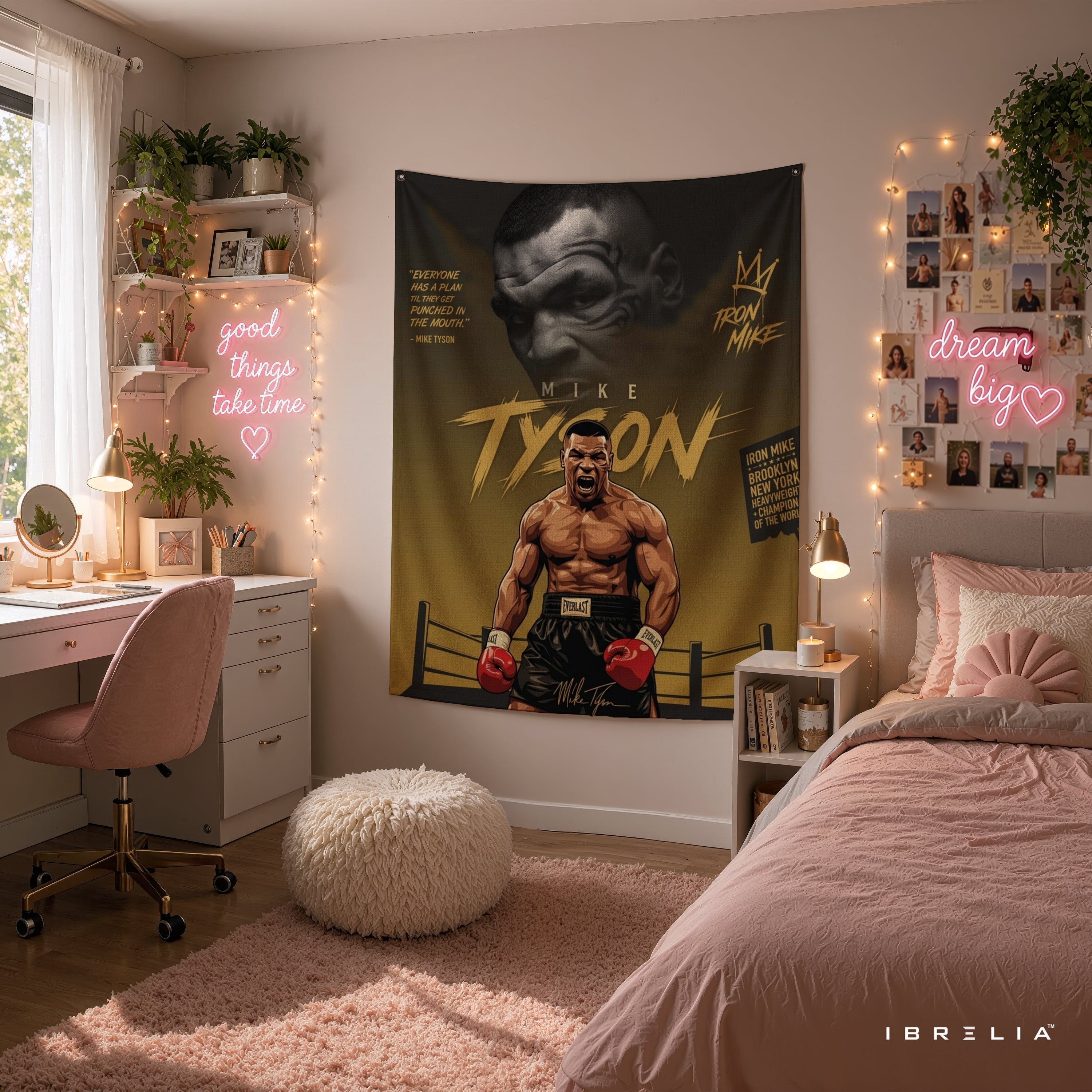 Mike Tyson Iron Mike Champion Wall Tapestry | Premium Heavyweight Jute Fabric Wall Hanging