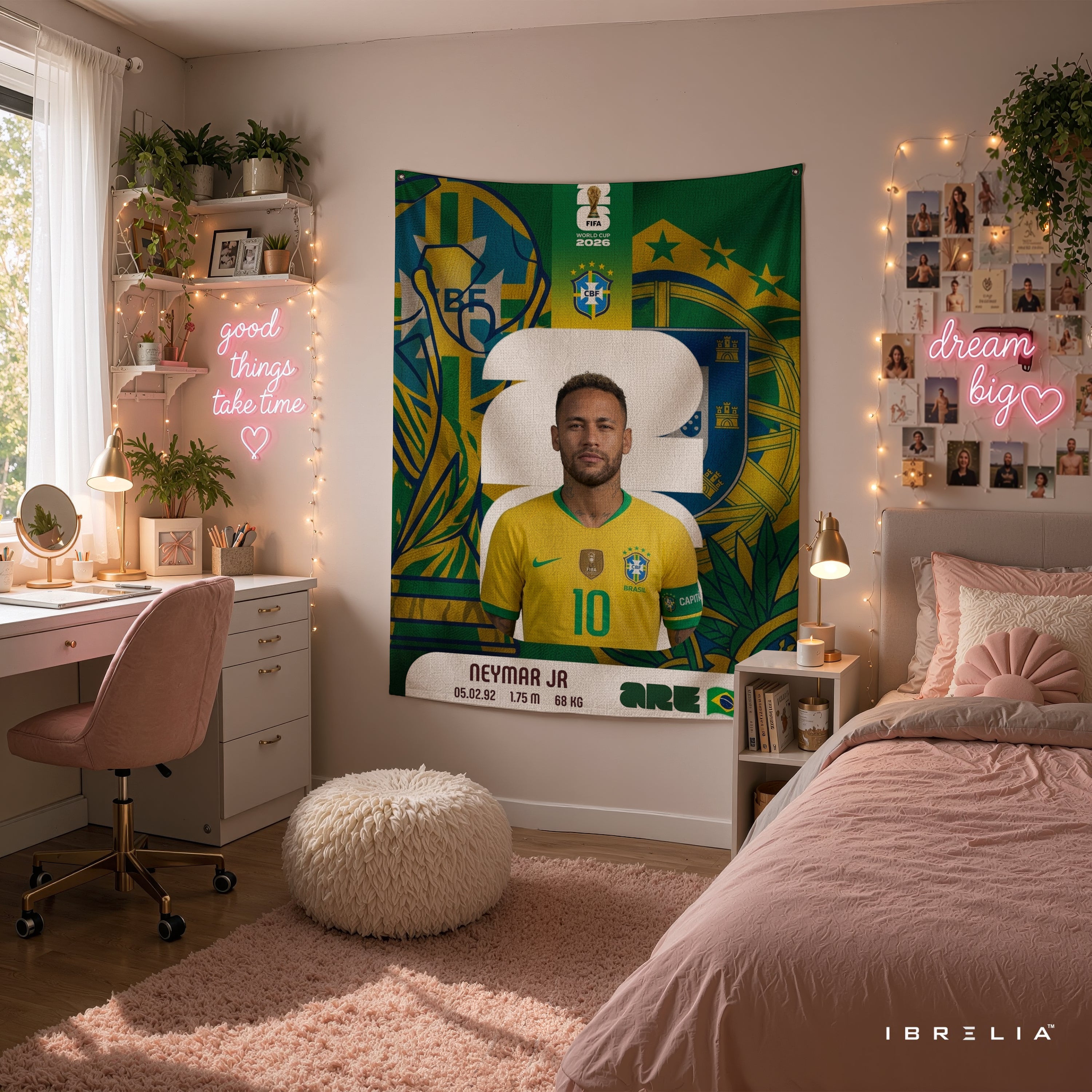 Neymar Jr Brazil Number 10 Wall Tapestry | Premium Heavyweight Jute Fabric Wall Hanging