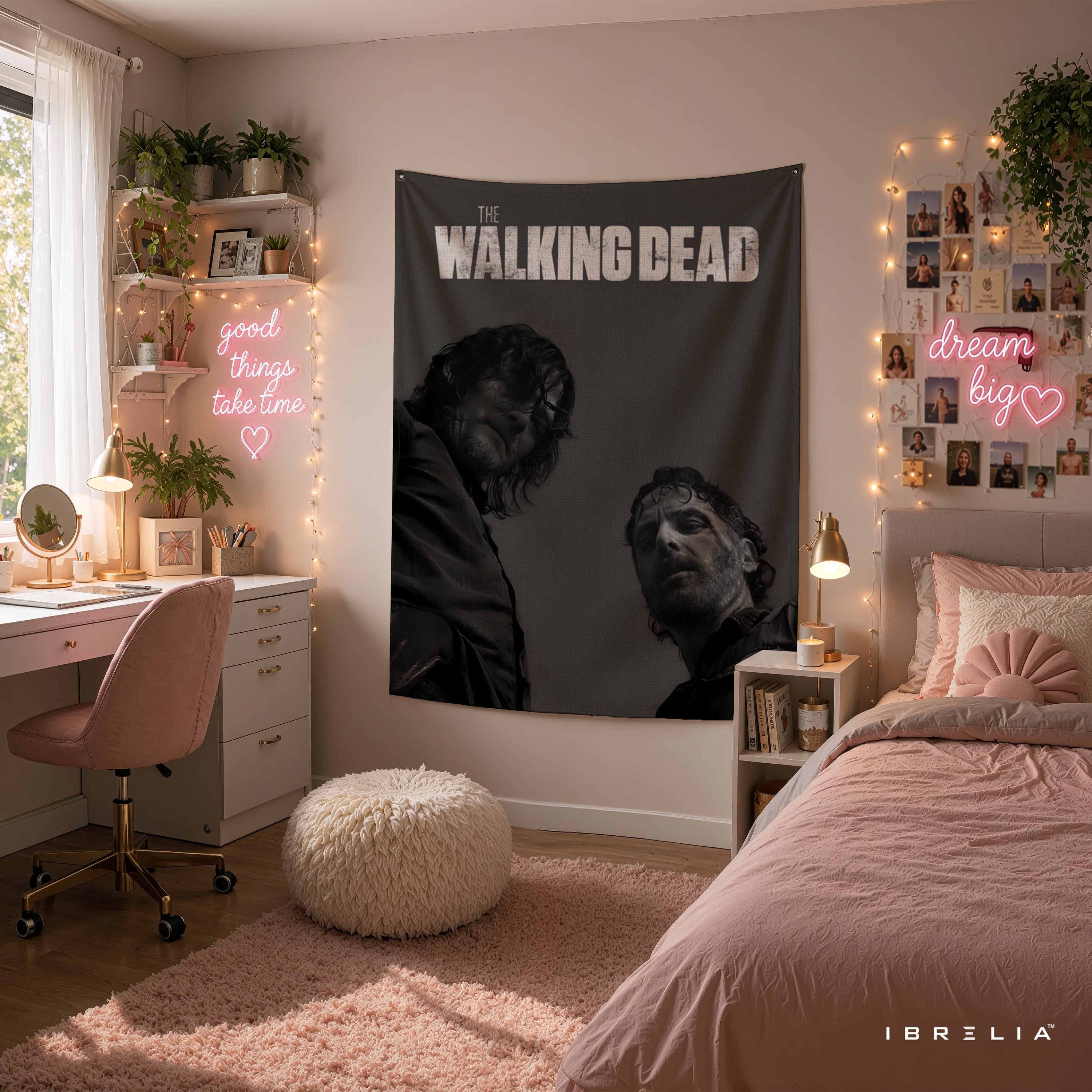 Rick Grimes & Daryl Dixon The Walking Dead Wall Tapestry | Premium Heavyweight Jute Fabric Wall Hanging