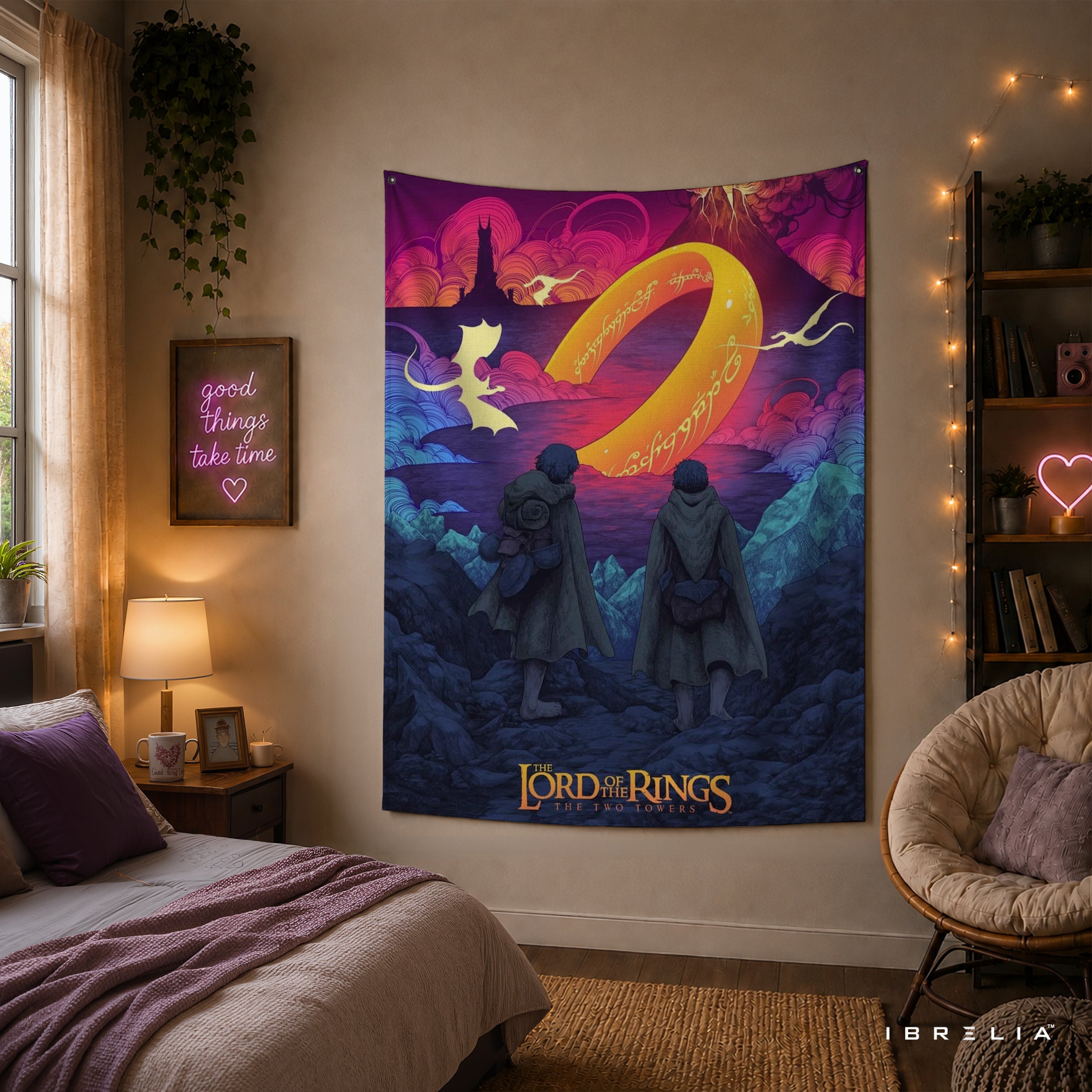 The Lord of the Rings The Two Towers Wall Tapestry – One Ring Fantasy Wall Hanging