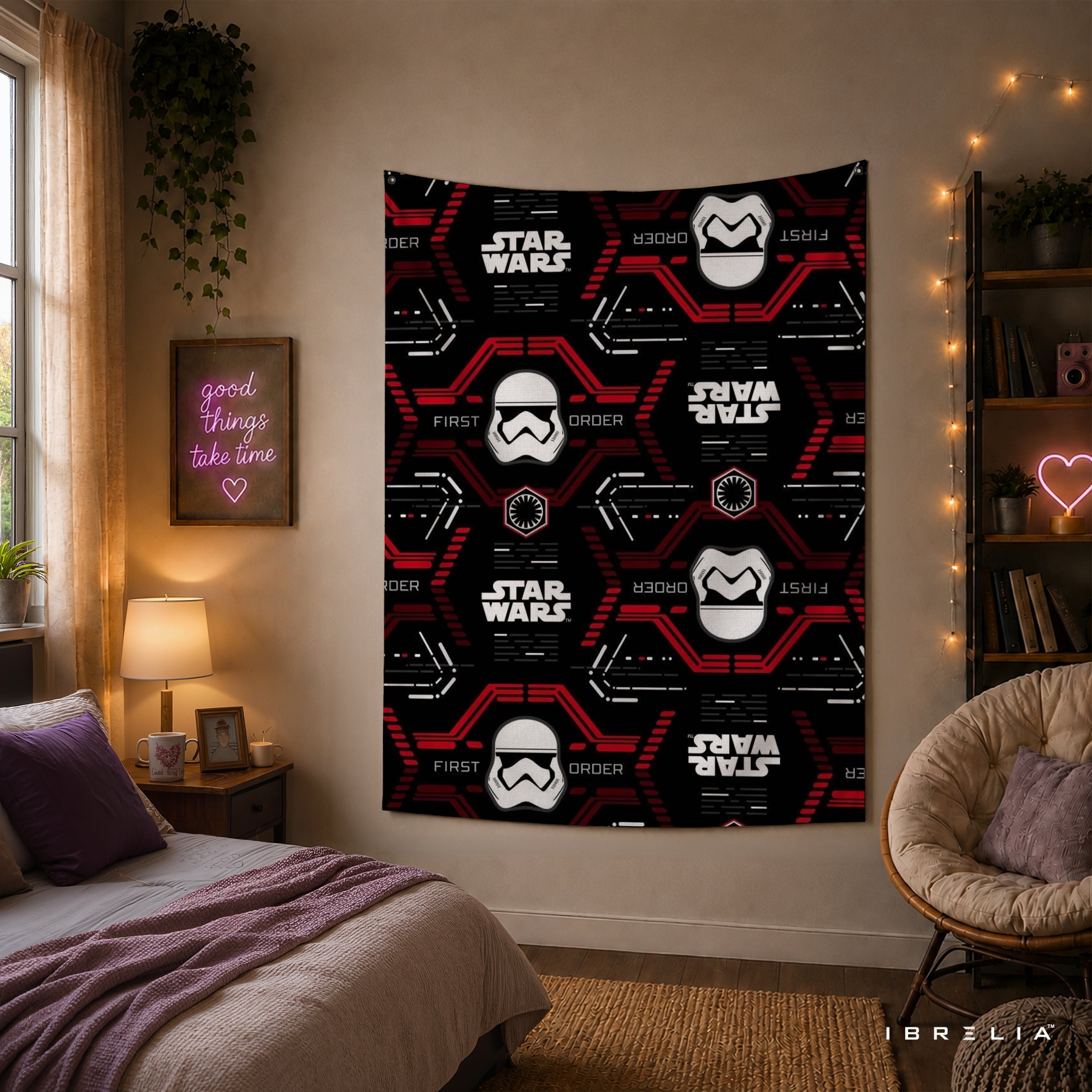 Star Wars First Order Pattern Wall Tapestry – Stormtrooper Helmet Sci-Fi Wall Hanging