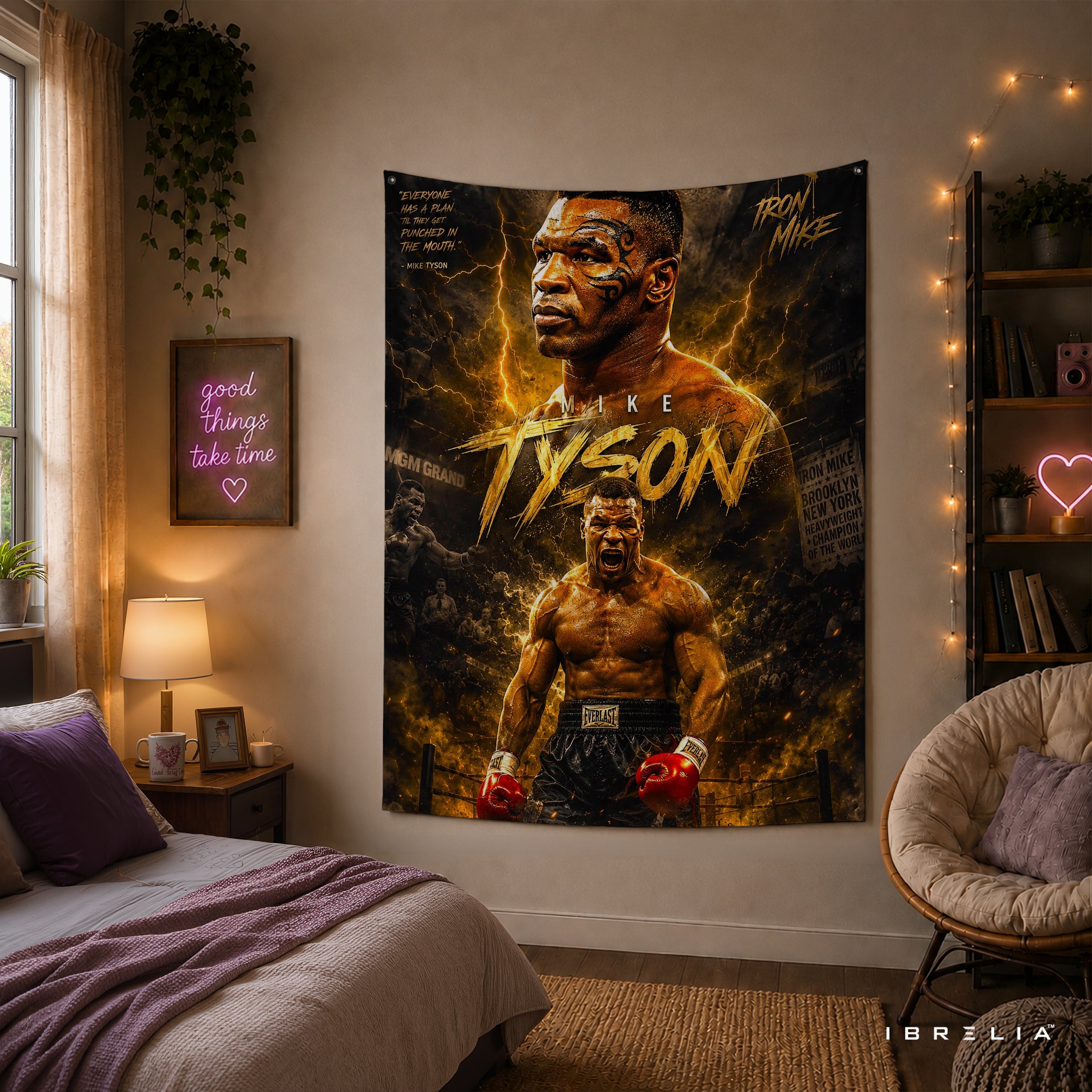 Mike Tyson Iron Mike Wall Tapestry | Premium Heavyweight Jute Fabric Wall Hanging