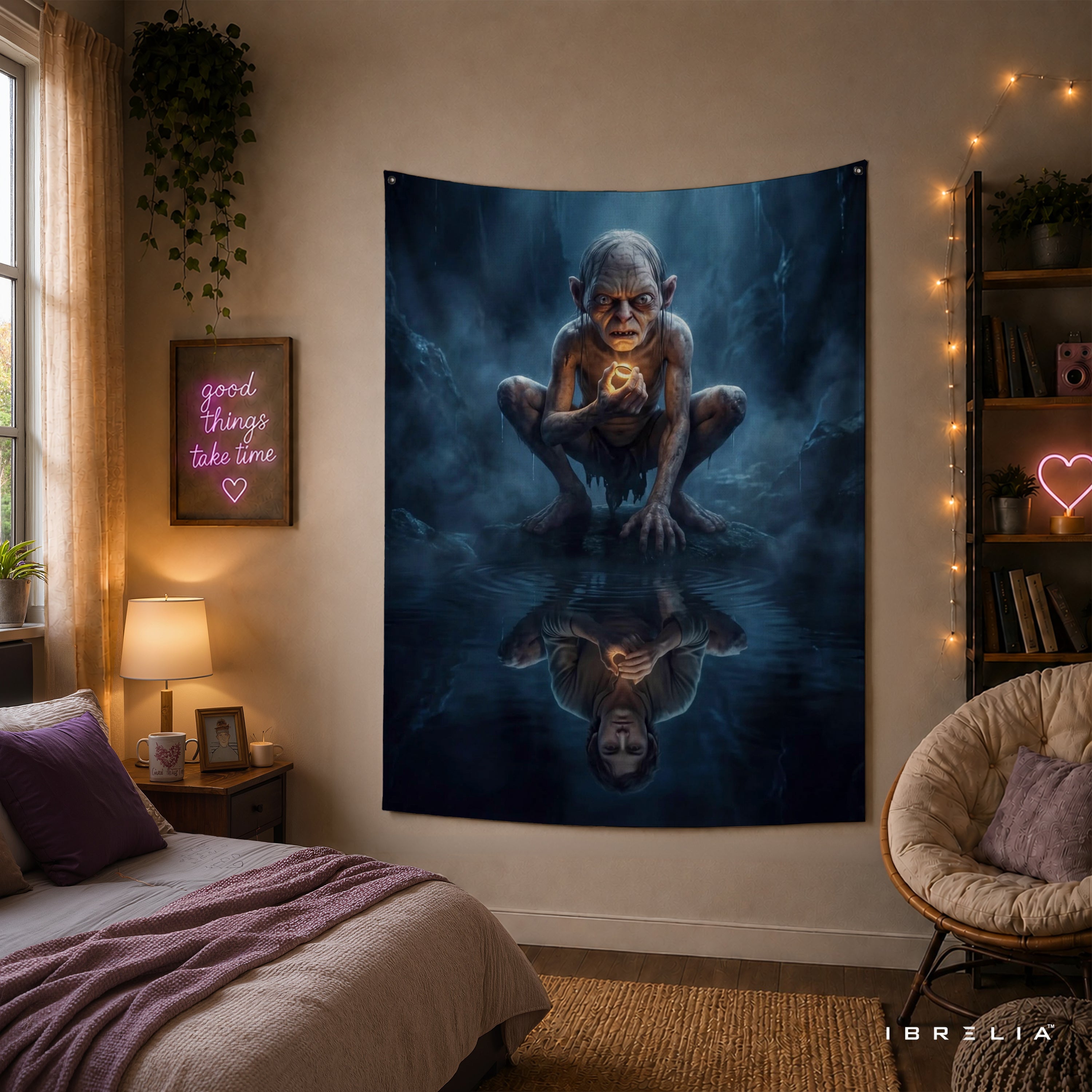 Gollum and the One Ring Wall Tapestry – Lord of the Rings Fantasy Wall Hanging