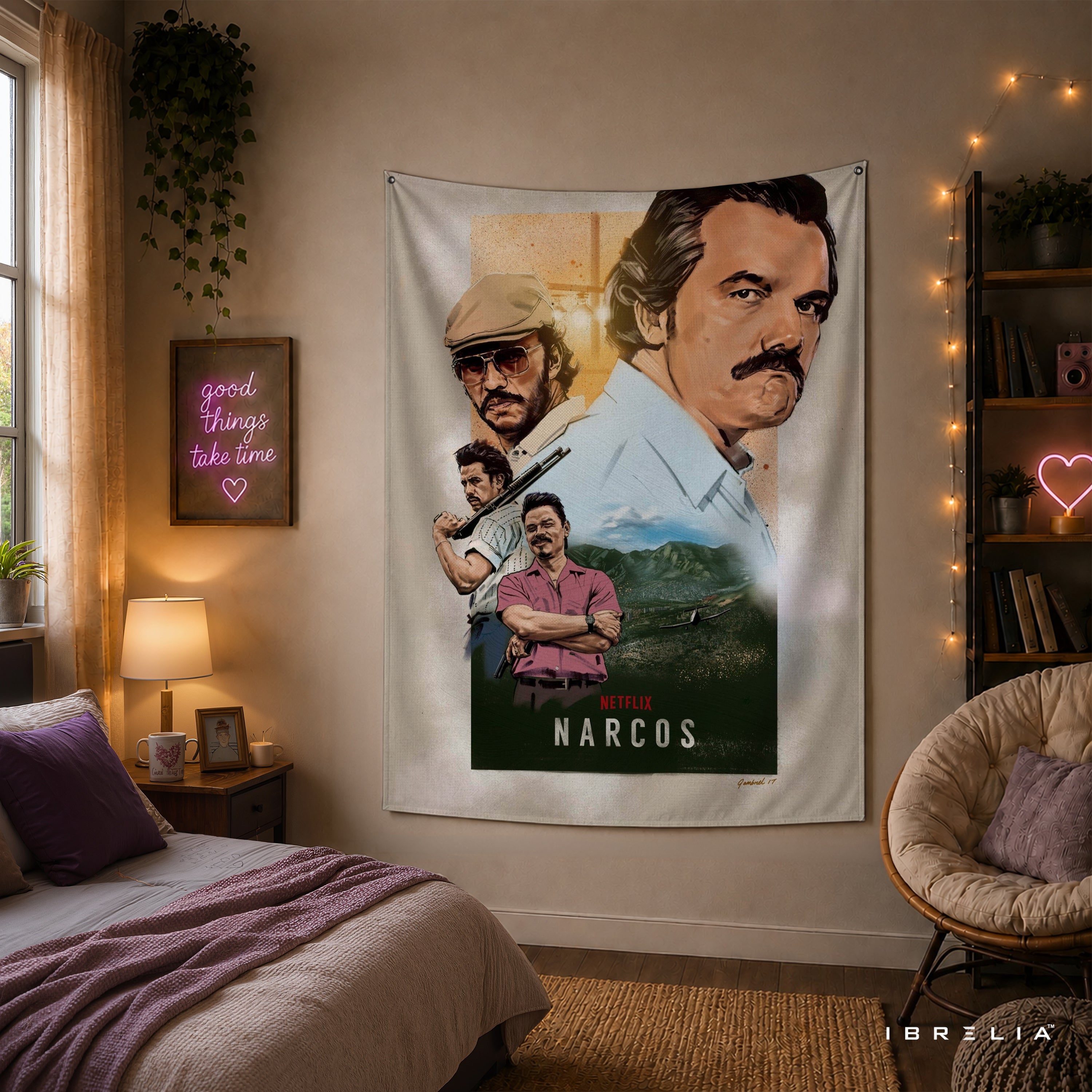 Narcos Pablo Escobar Collage Wall Tapestry | Premium Heavyweight Jute Fabric Wall Hanging
