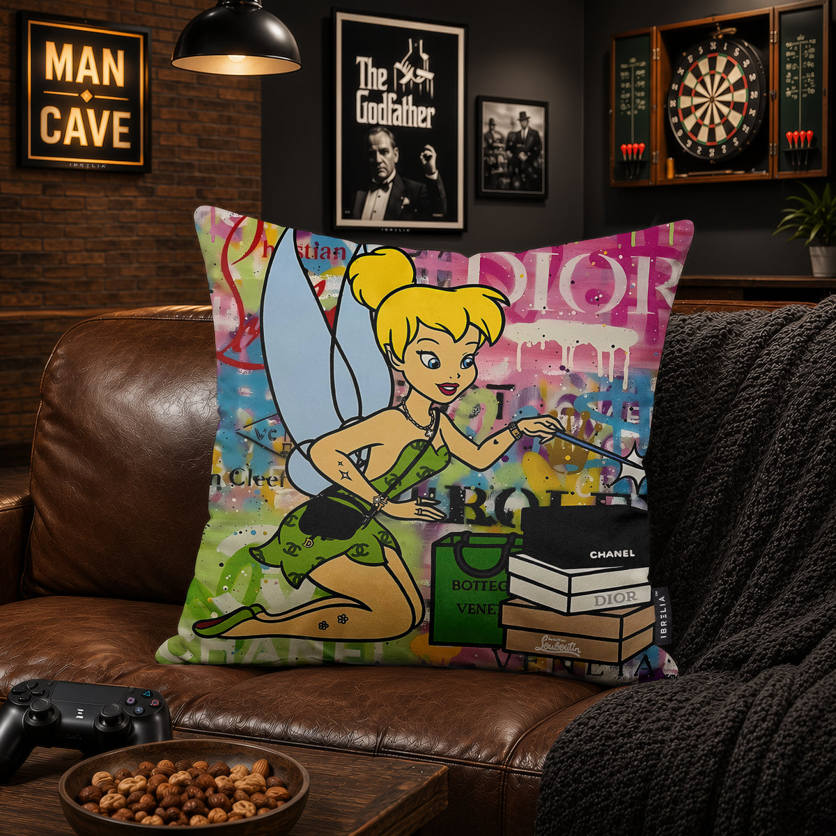 Tinker Bell Luxury Shopping Pop Art Cushion | Premium Velvet Suede | Double-Sided Print