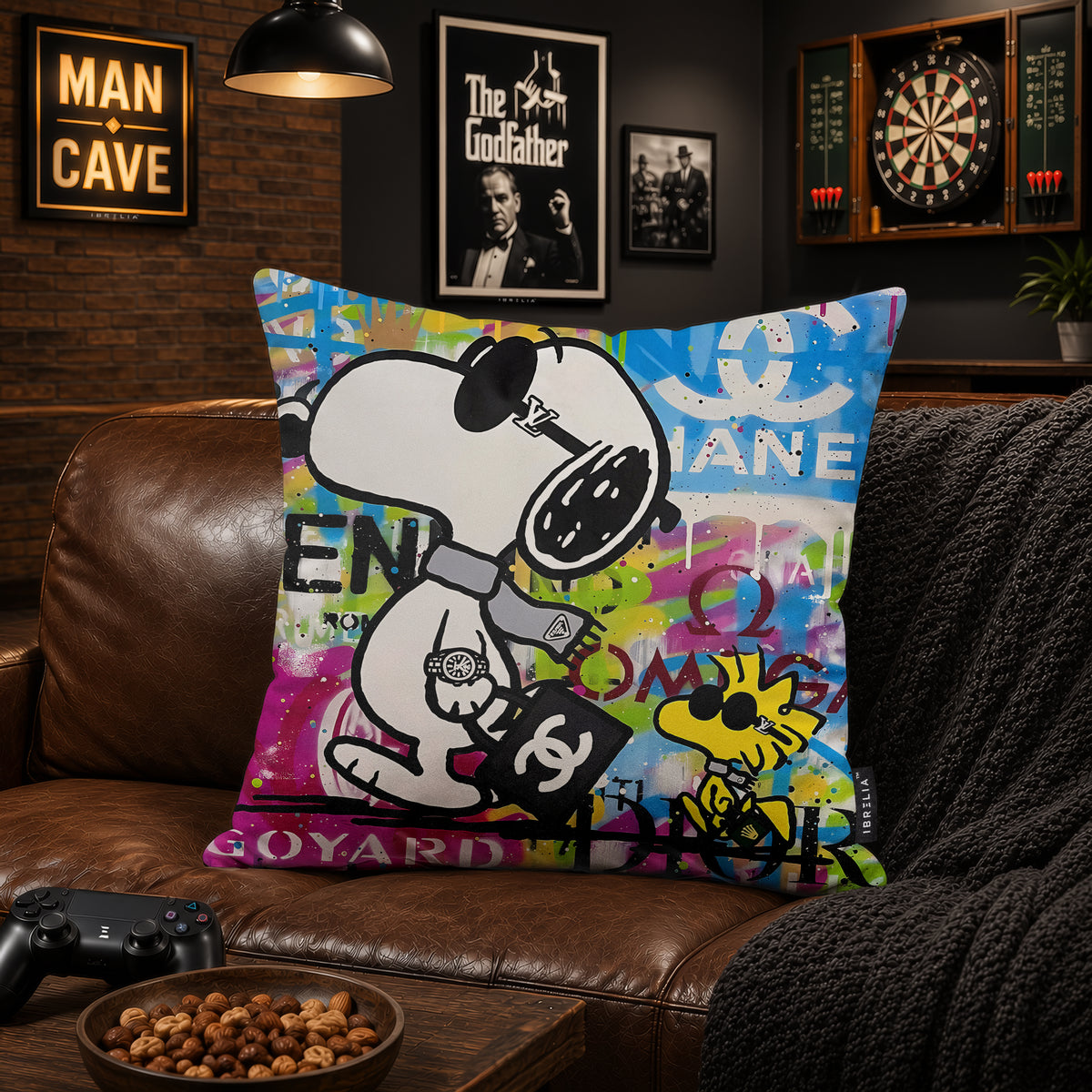 Snoopy & Woodstock Luxury Fashion Pop Art Cushion | Premium Velvet Suede | Double-Sided Print