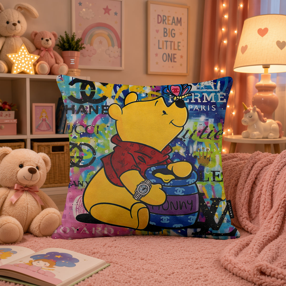 Winnie the Pooh Luxury Honey Pop Art Cushion | Premium Velvet Suede | Double-Sided Print