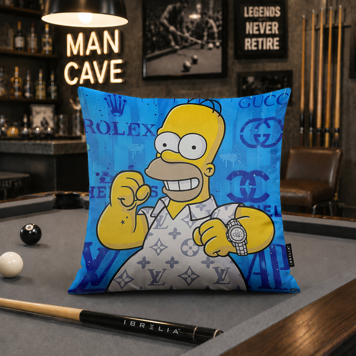 Homer Simpson Luxury Fashion Pop Art Cushion | Premium Velvet Suede | Double-Sided Print