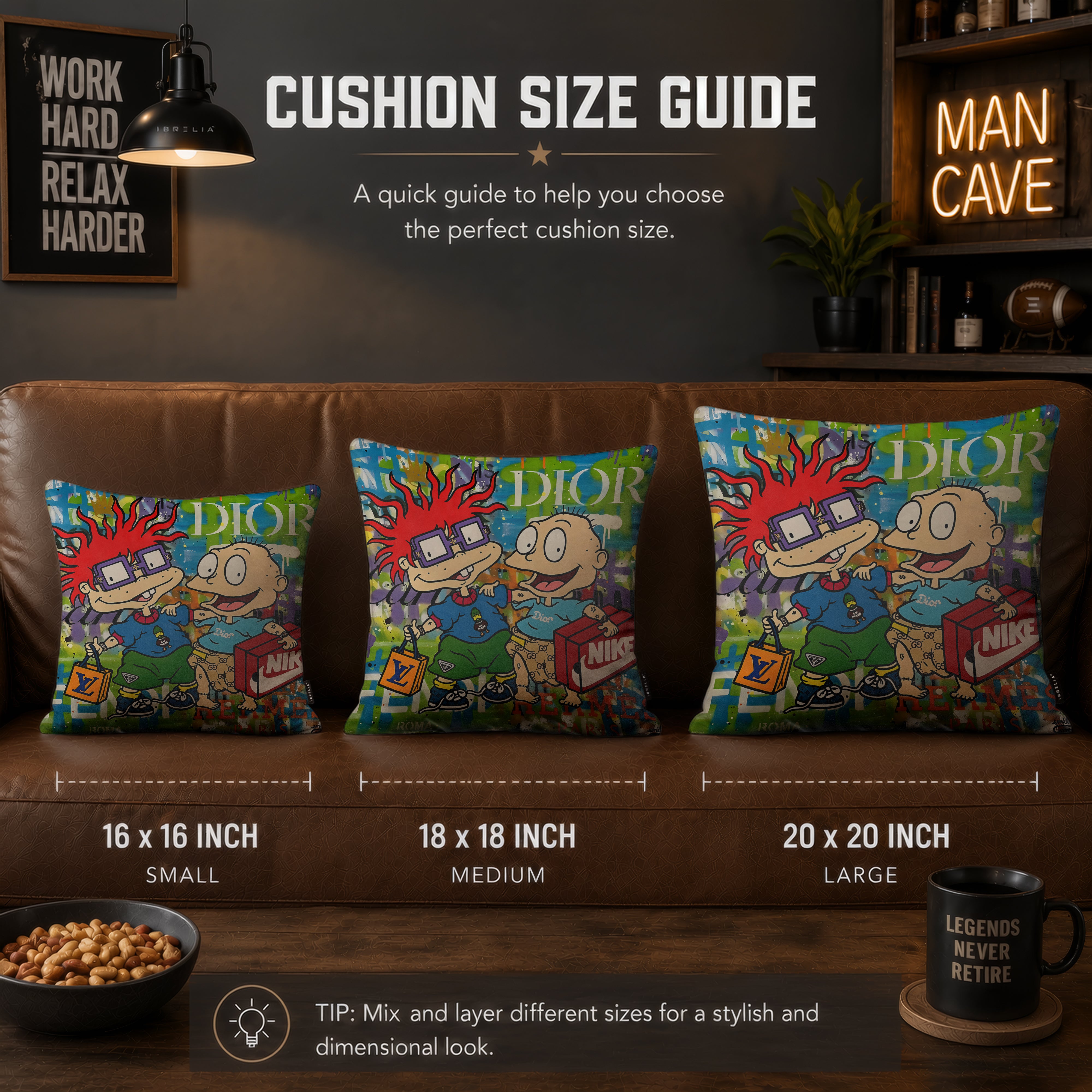 Rugrats Chuckie & Tommy Luxury Shopping Pop Art Cushion | Premium Velvet Suede | Double-Sided Print