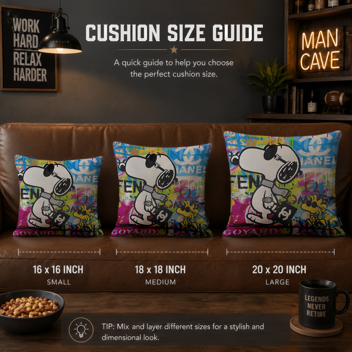 Snoopy & Woodstock Luxury Fashion Pop Art Cushion | Premium Velvet Suede | Double-Sided Print