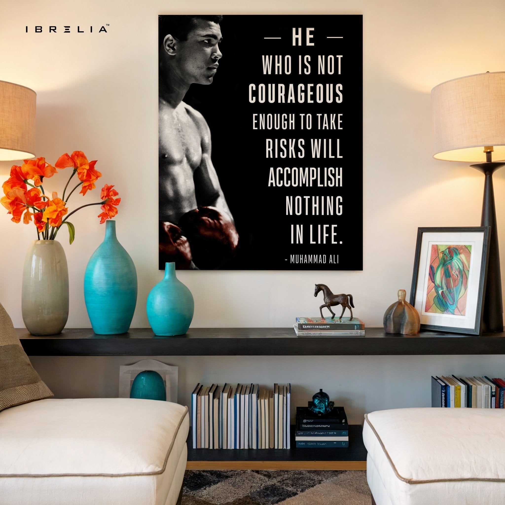 Muhammad Ali Courage Quote – 4K Ultra Wrap Frame Wall Art in Pakistan | IBRELIA™ - IBRELIA
