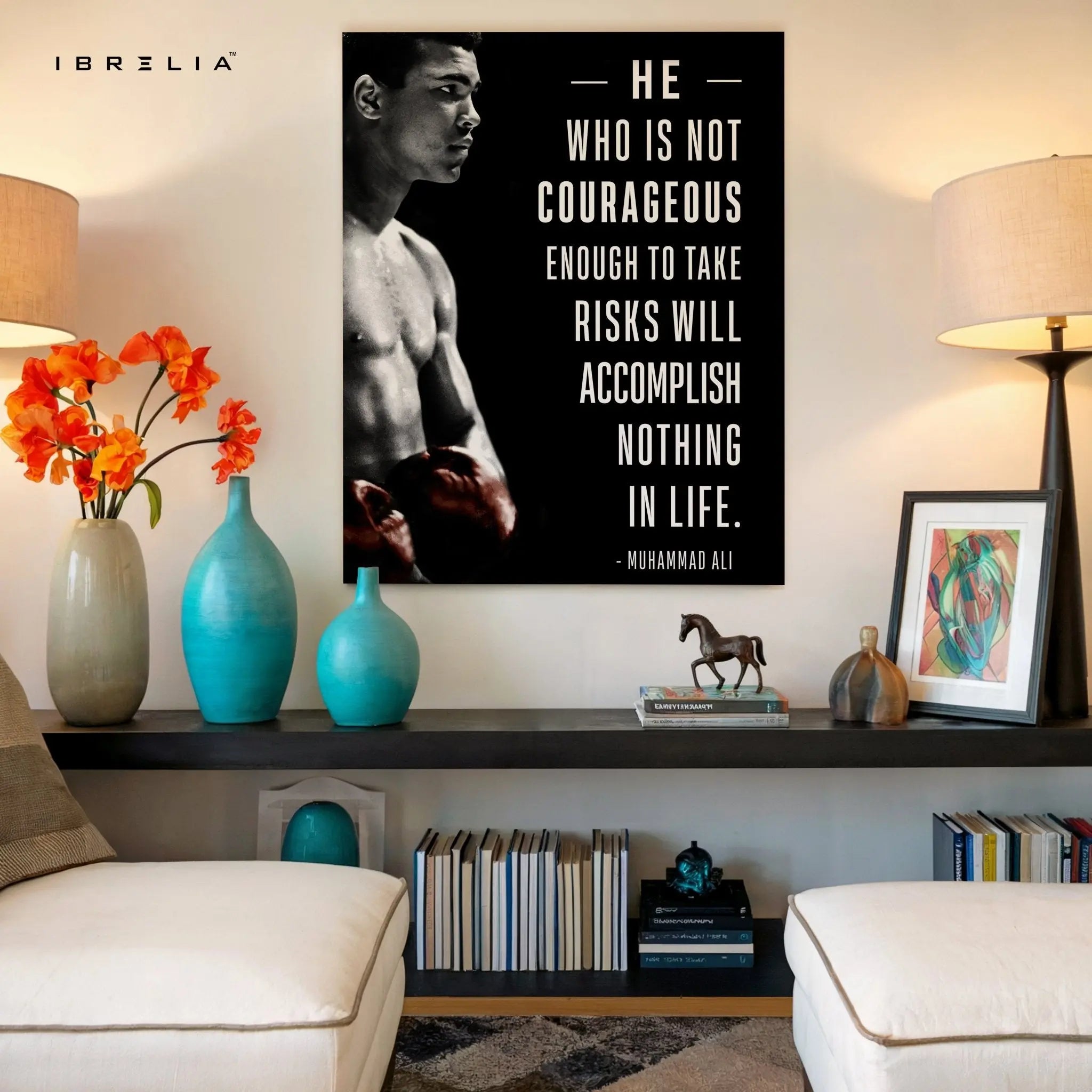 Muhammad Ali Courage Quote – 4K Ultra Wrap Frame Wall Art in Pakistan | IBRELIA™ - IBRELIA