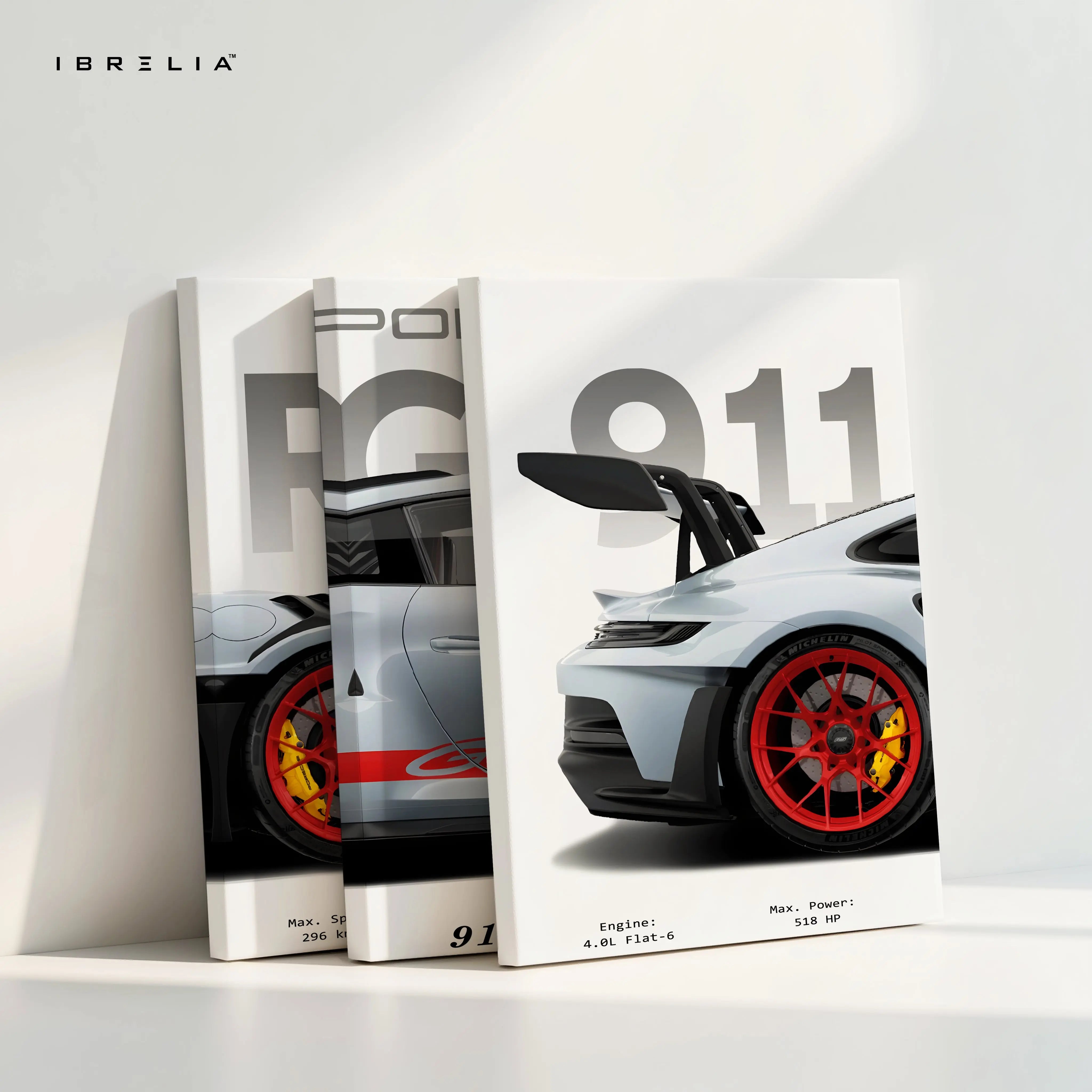Porsche 911 GT3 RS Supercar 3 Panel 4K Ultra HD Wall Art in Pakistan | IBRELIA™ IBRELIA
