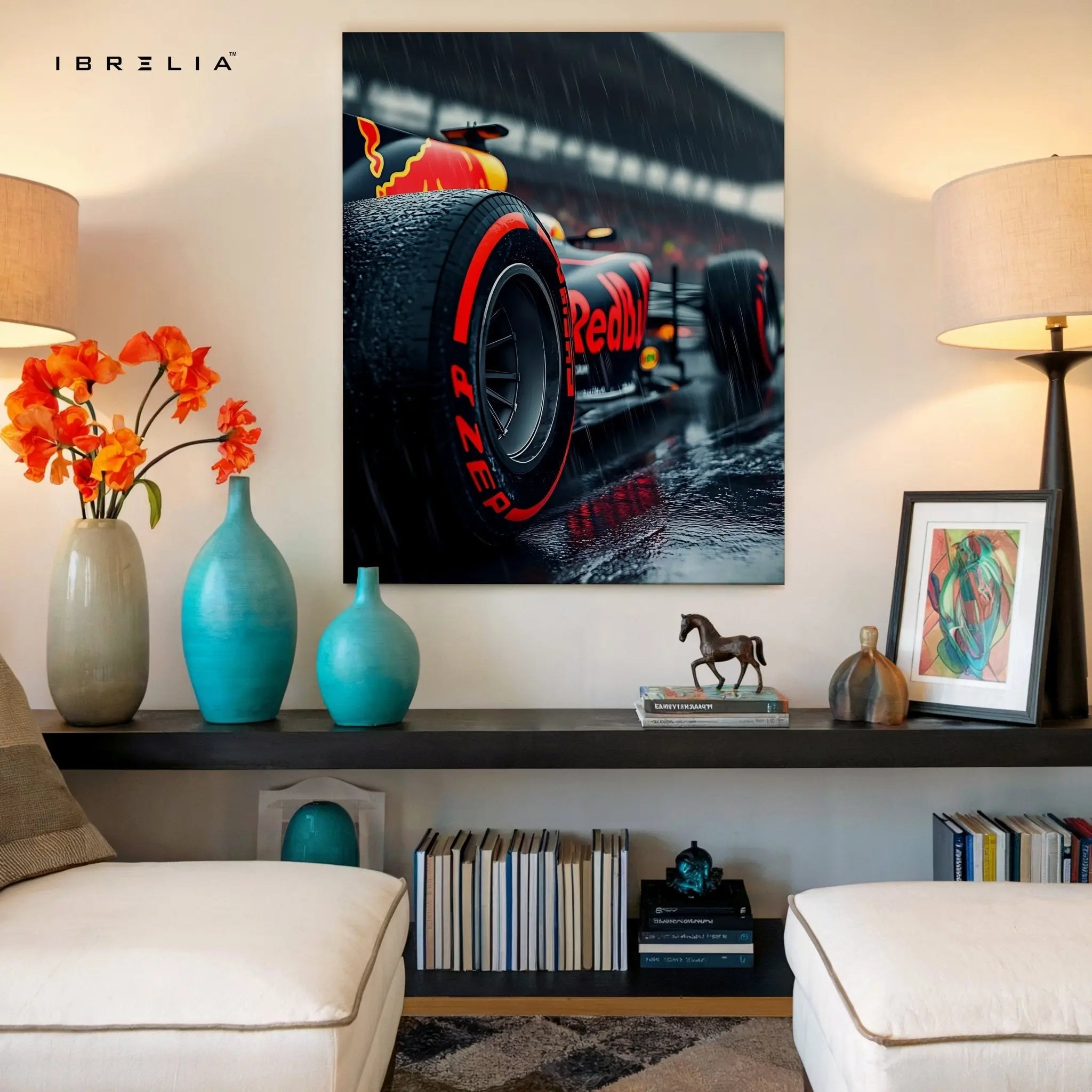 Red Bull F1 Rain Edition 4K Ultra Wrap Frame Wall Art in Pakistan | IBRELIA™ - IBRELIA
