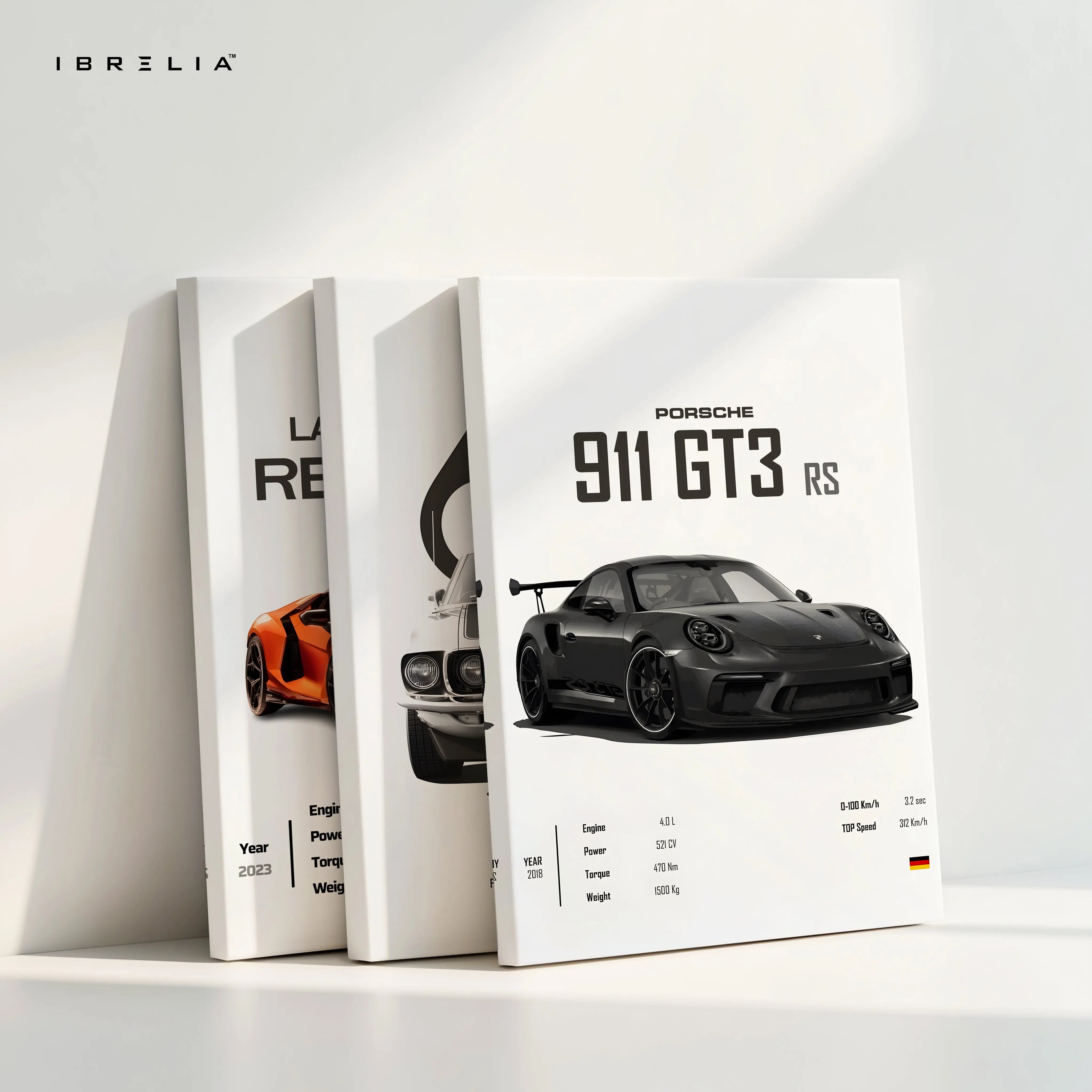 Supercar Legends Porsche Mustang Lamborghini 3 Panel 4K Ultra HD Wall Art in Pakistan | IBRELIA™ IBRELIA