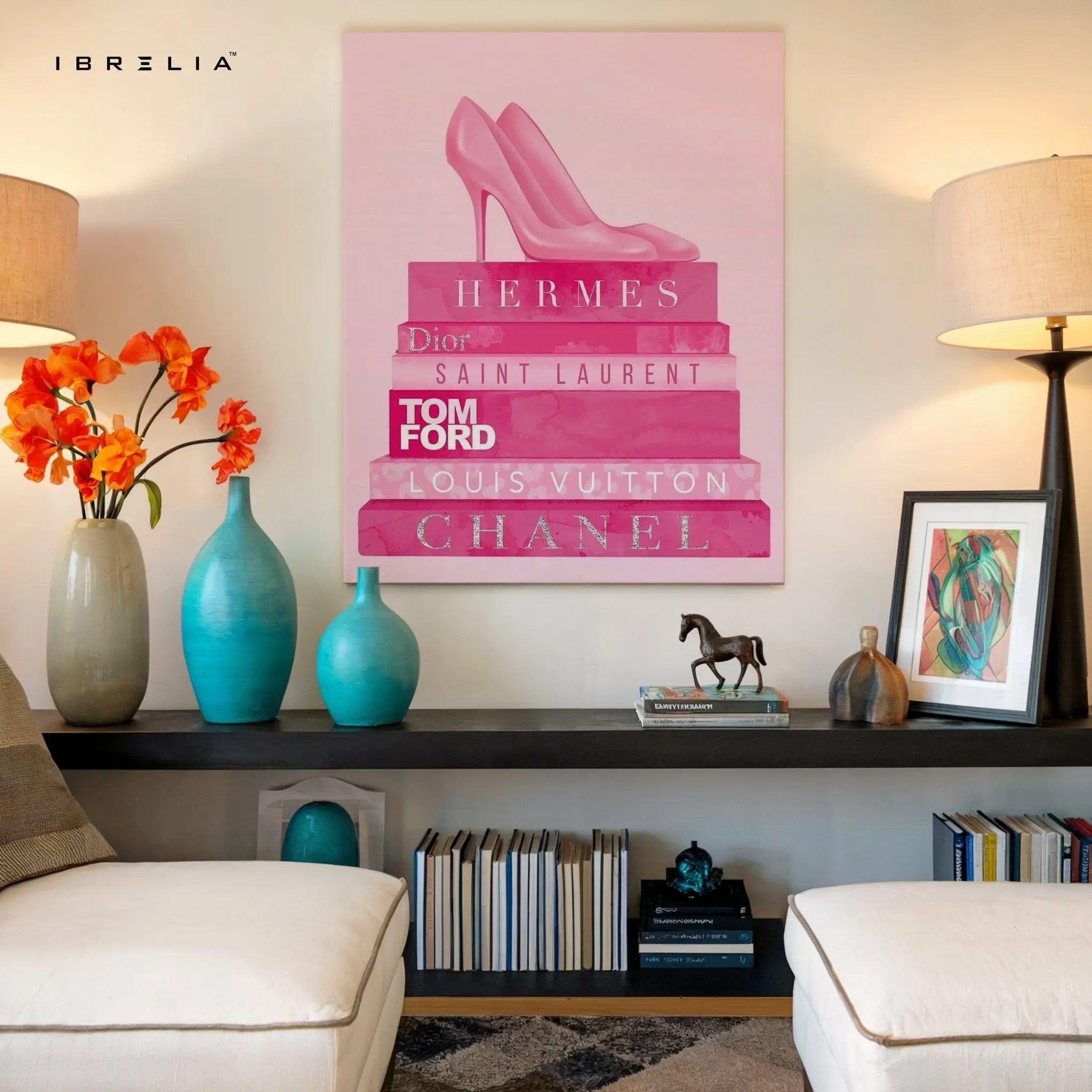 Pink Luxury Books Wall Frame | 4K Ultra Wrap Frame Wall Art in Pakistan | IBRELIA™ - IBRELIA