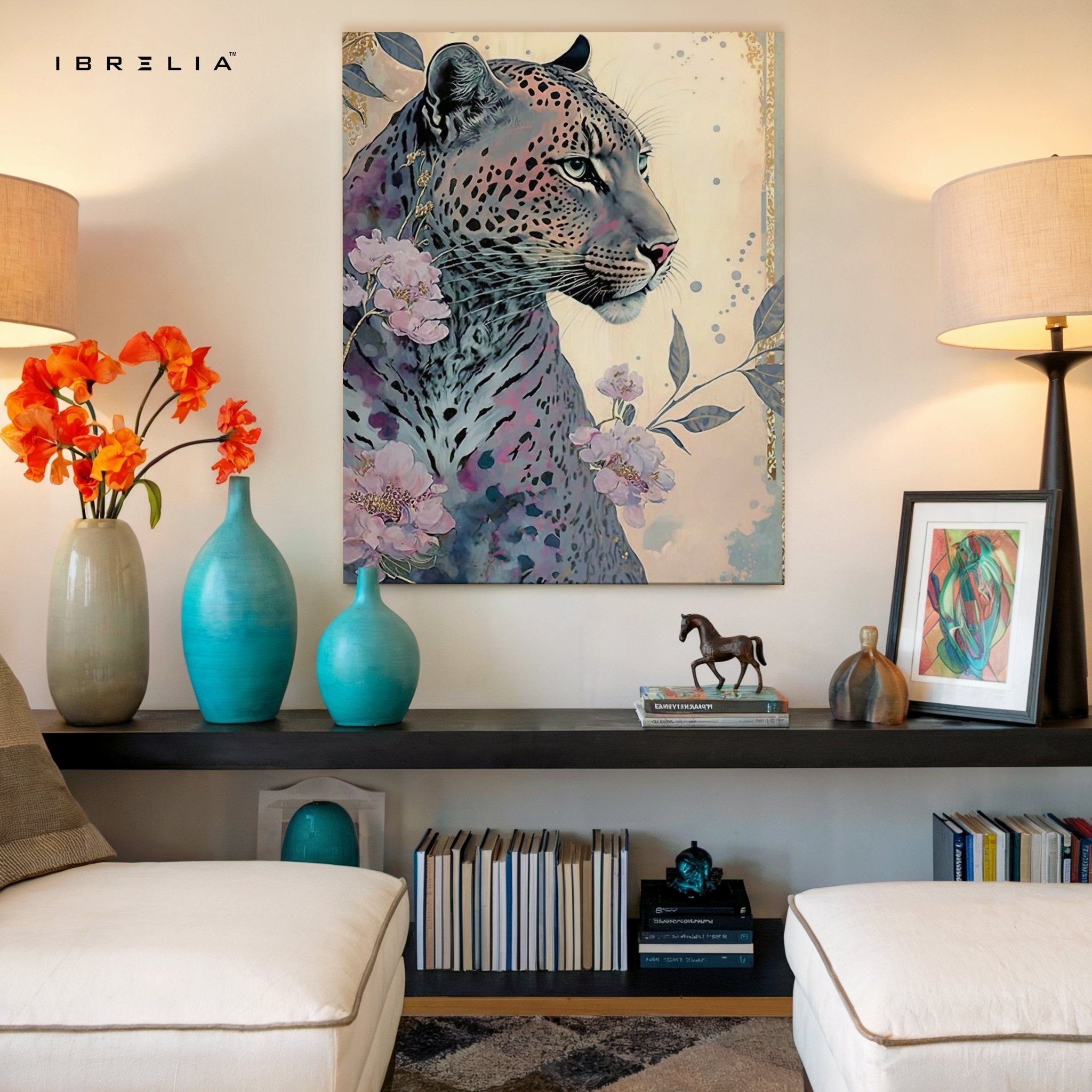 Majestic Floral Leopard Wall Frame | 4K Ultra Wrap Frame Wall Art in Pakistan | IBRELIA™ - IBRELIA