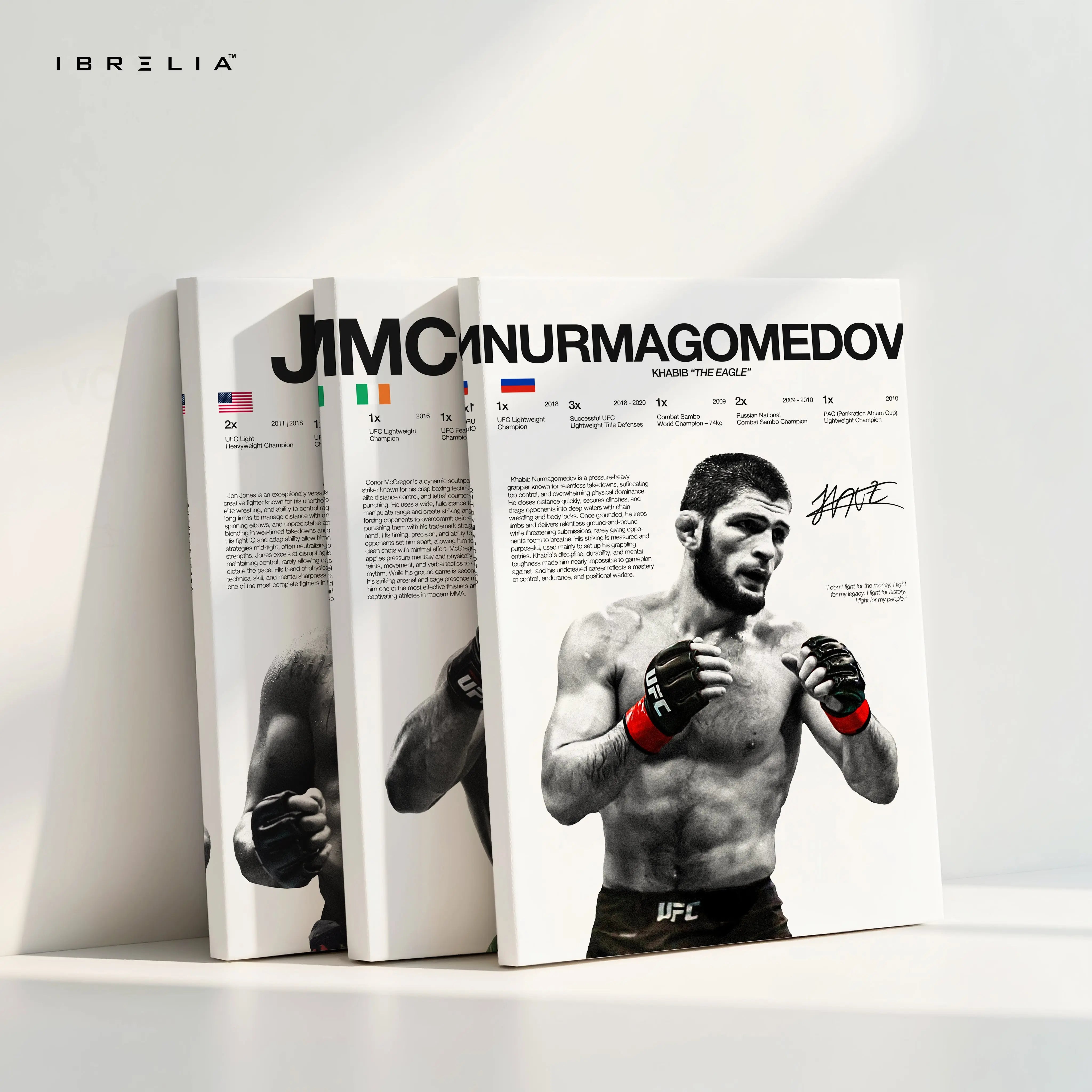 Khabib Nurmagomedov McGregor Jon Jones UFC Legends 3 Panel 4K Ultra HD Wall Art in Pakistan | IBRELIA™ IBRELIA