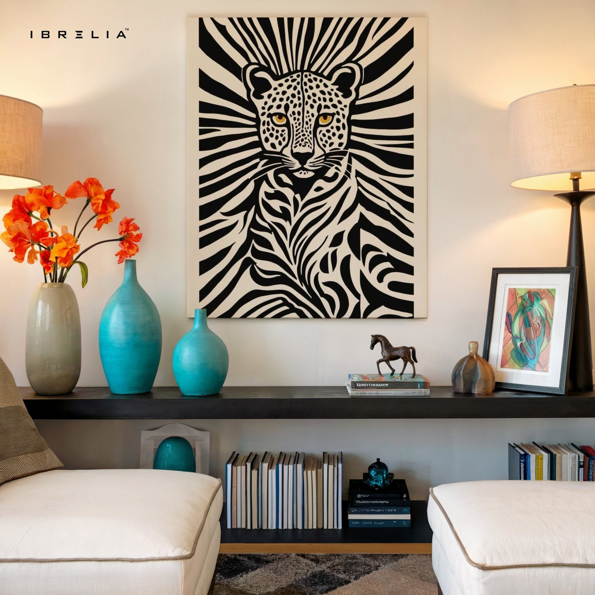 Monochrome Jungle Leopard Wall Frame | 4K Ultra Wrap Frame Wall Art in Pakistan | IBRELIA™ - IBRELIA
