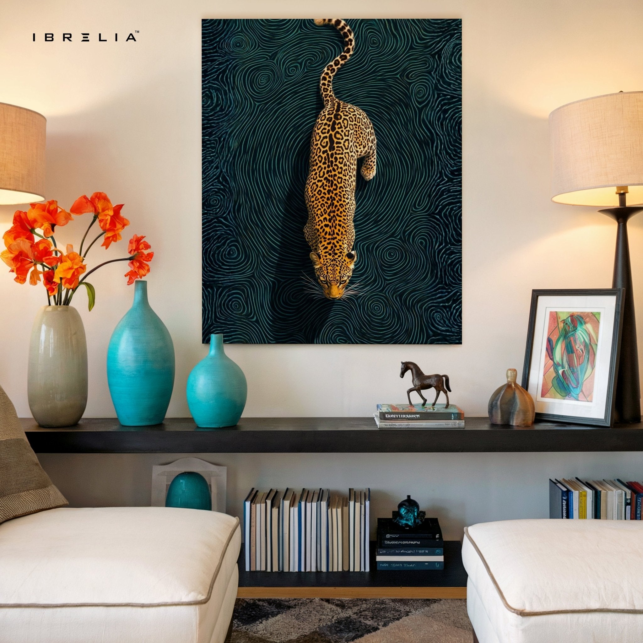 Golden Leopard Dive Wall Frame | 4K Ultra Wrap Frame Wall Art in Pakistan | IBRELIA™ - IBRELIA