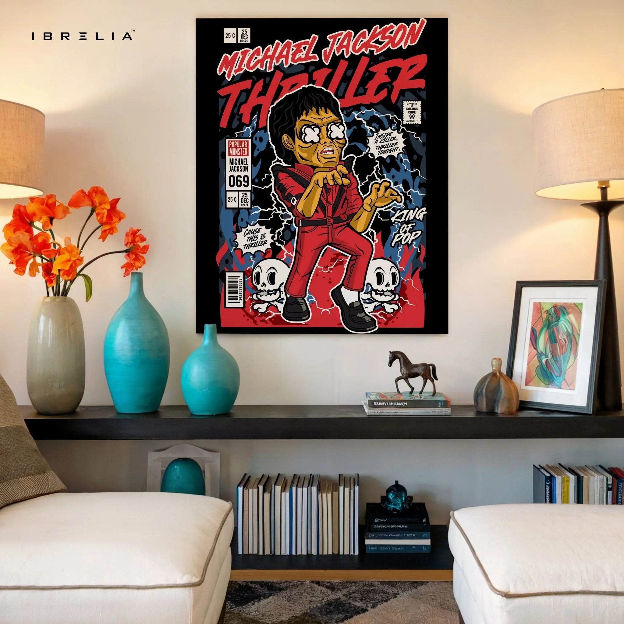 Michael Jackson “Thriller” Pop Art Comic Edition – 4K Ultra Wrap Frame Wall Art in Pakistan | IBRELIA™ - IBRELIA