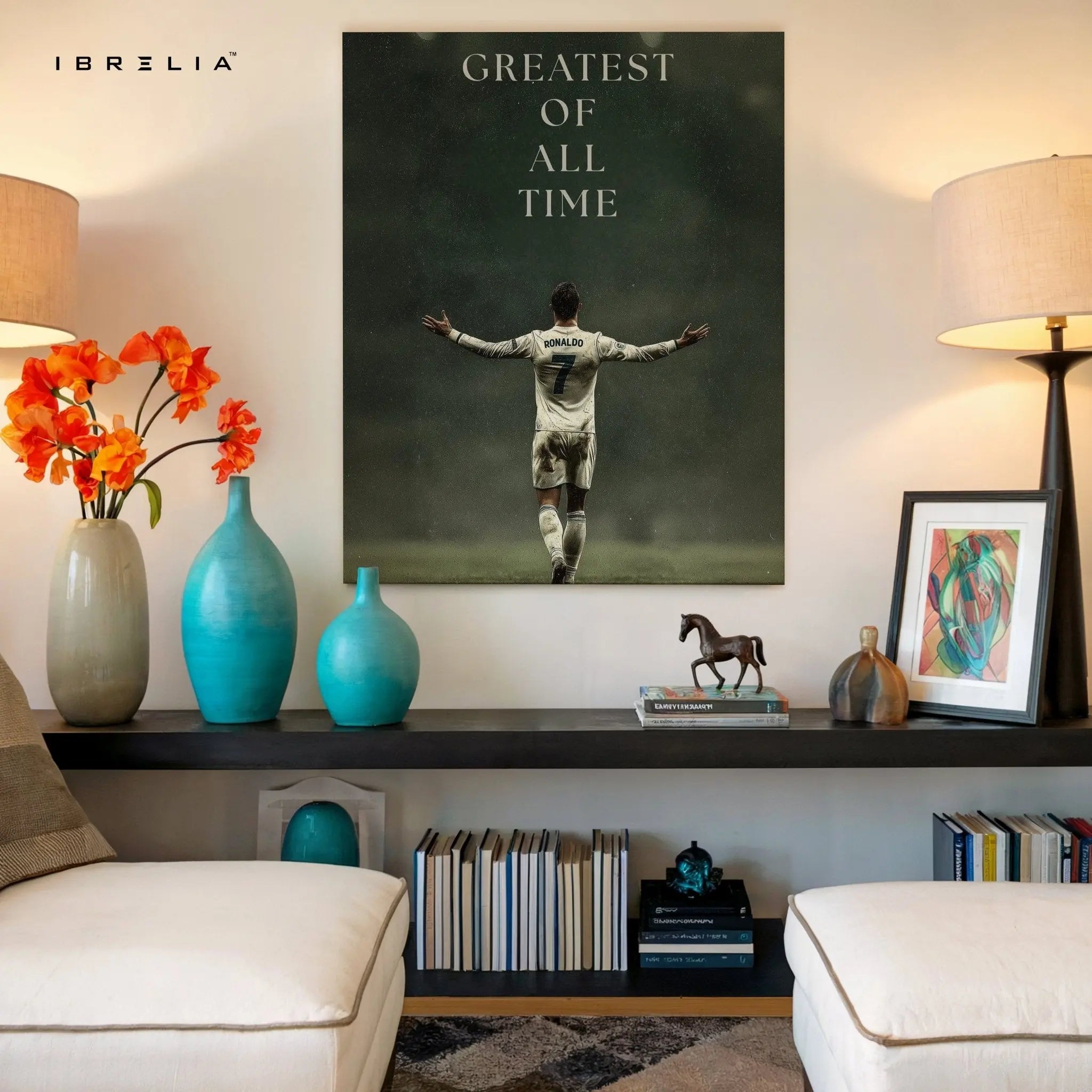 Cristiano Ronaldo “Greatest of All Time” Wall Frame | 4K Ultra Wrap Frame Wall Art in Pakistan | IBRELIA™ - IBRELIA