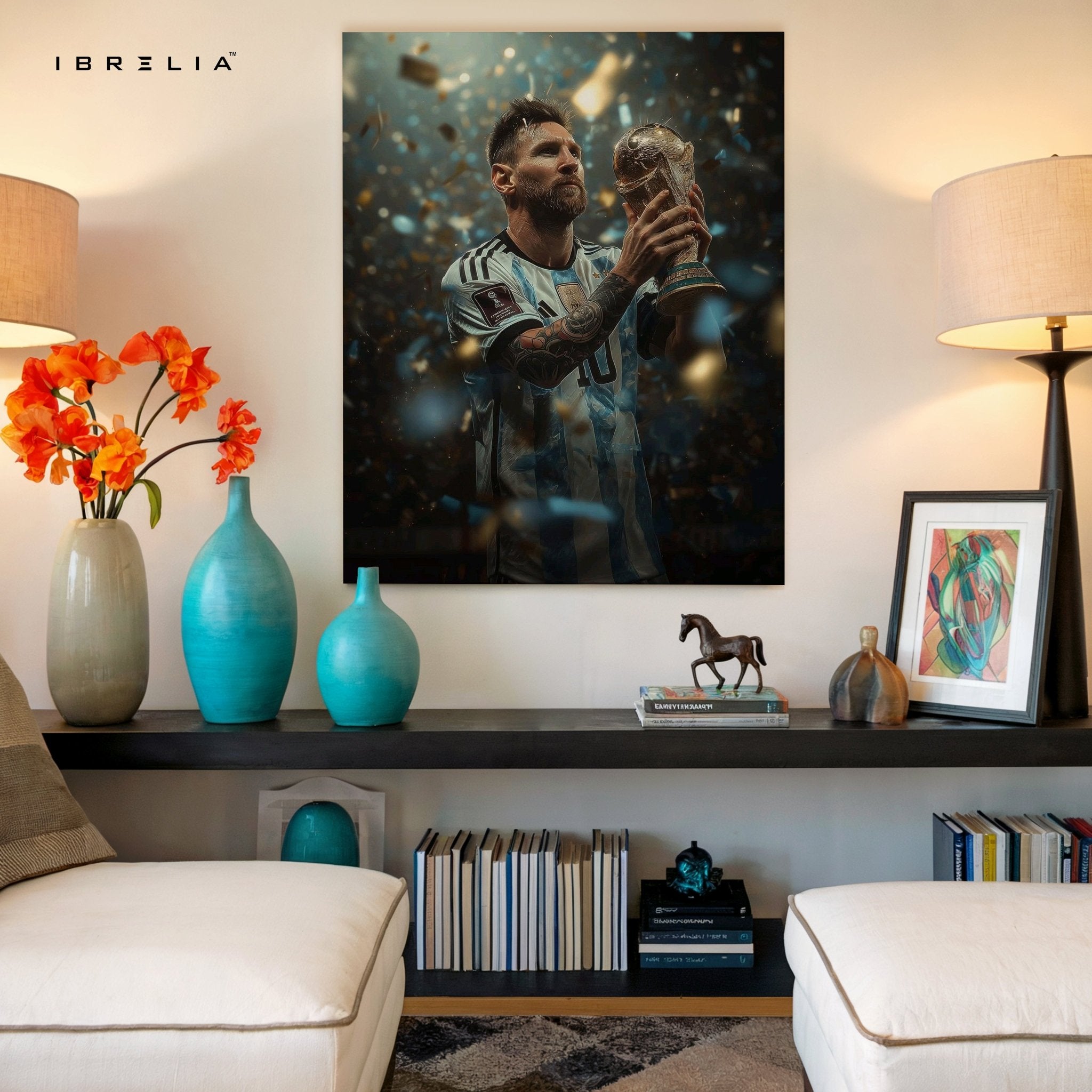 Lionel Messi World Champion Trophy Wall Frame | 4K Ultra Wrap Frame Wall Art in Pakistan | IBRELIA™ - IBRELIA