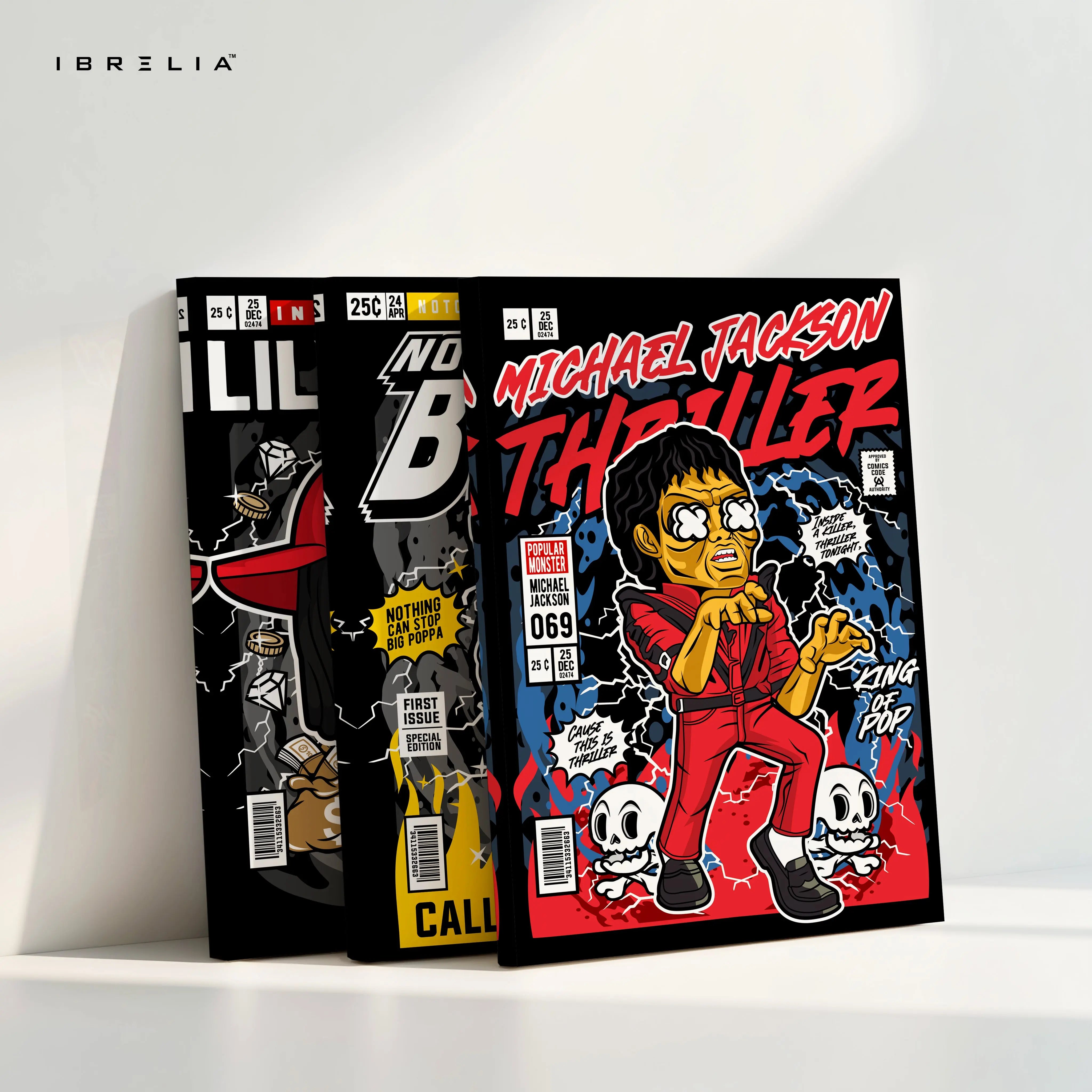 Hip Hop Icons Comic Style 3 Panel 4K Ultra HD Wall Art in Pakistan | IBRELIA™ IBRELIA